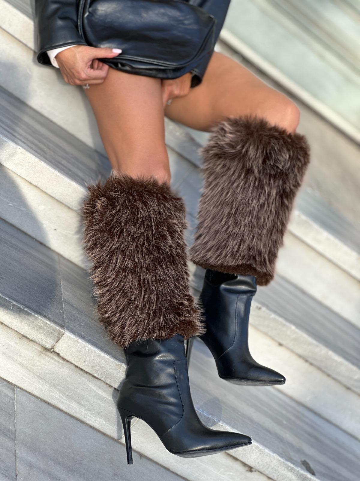 Elina Özel Tasarım İnce Topuklu Çizme Kahverengi - 