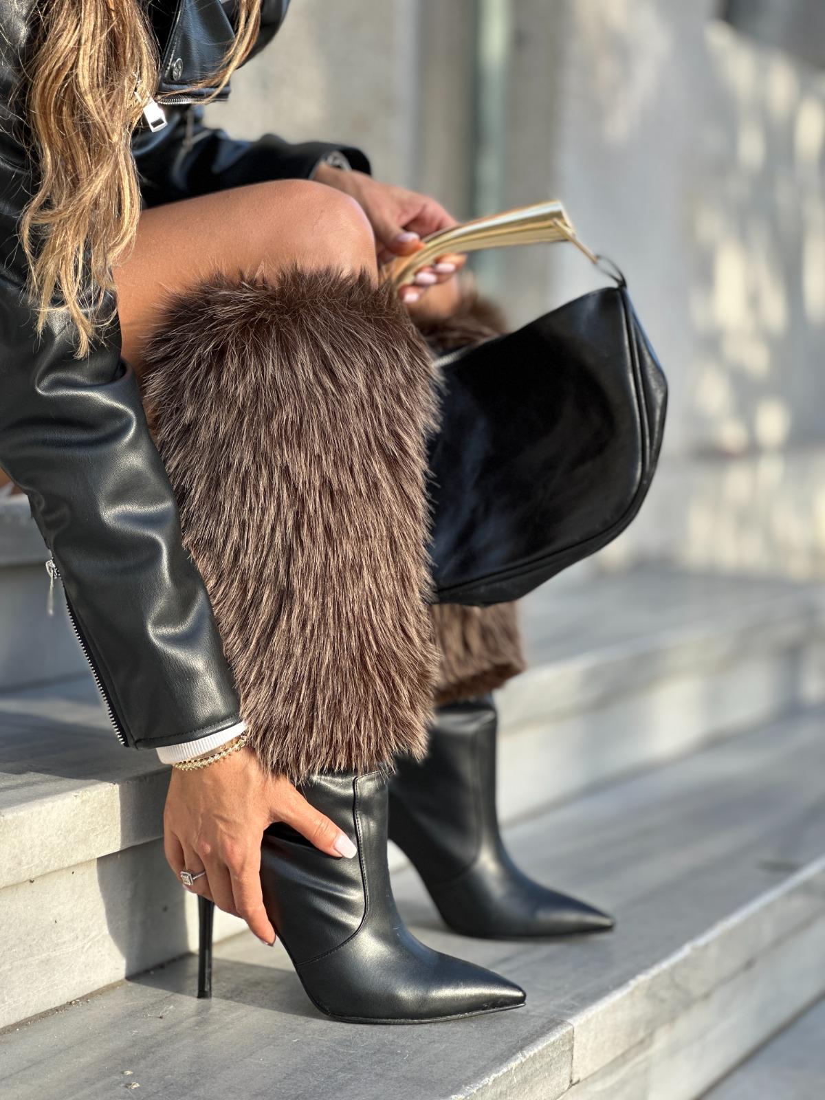 Elina Özel Tasarım İnce Topuklu Çizme Kahverengi - 