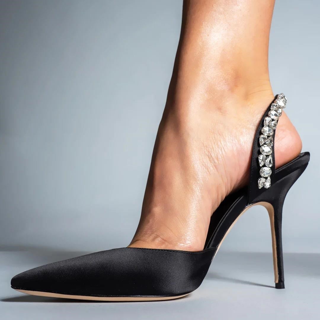 Emery Kristal Taşlı Stiletto Siyah - Stiletto