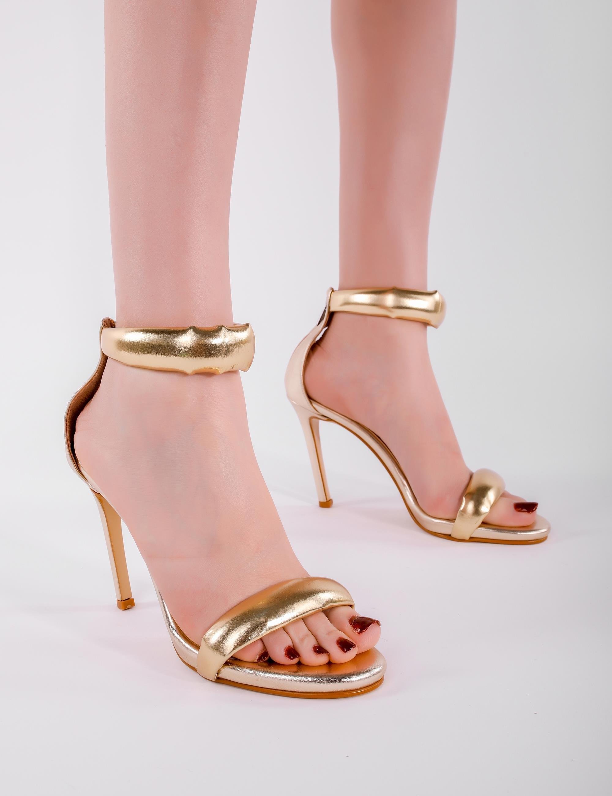 Emily Topuklu Ayakkabı Gold - İnce Topuklu Ayakkabı