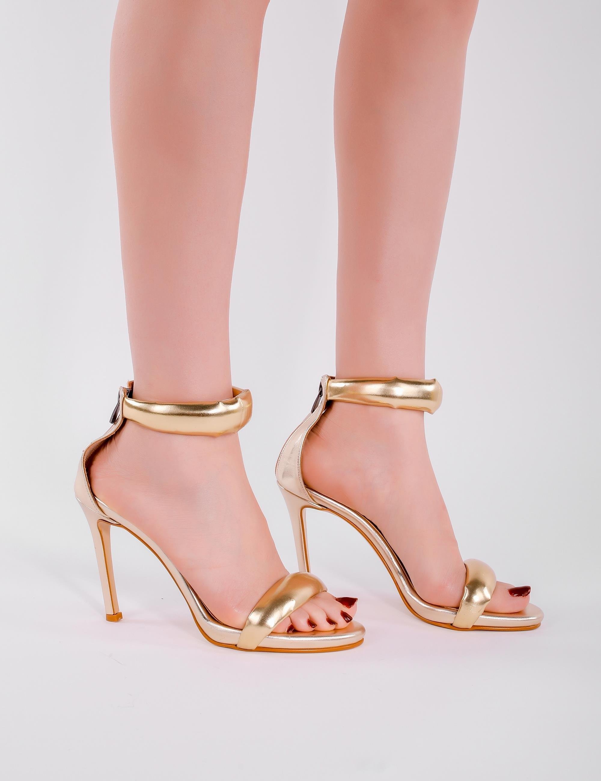 Emily Topuklu Ayakkabı Gold - İnce Topuklu Ayakkabı