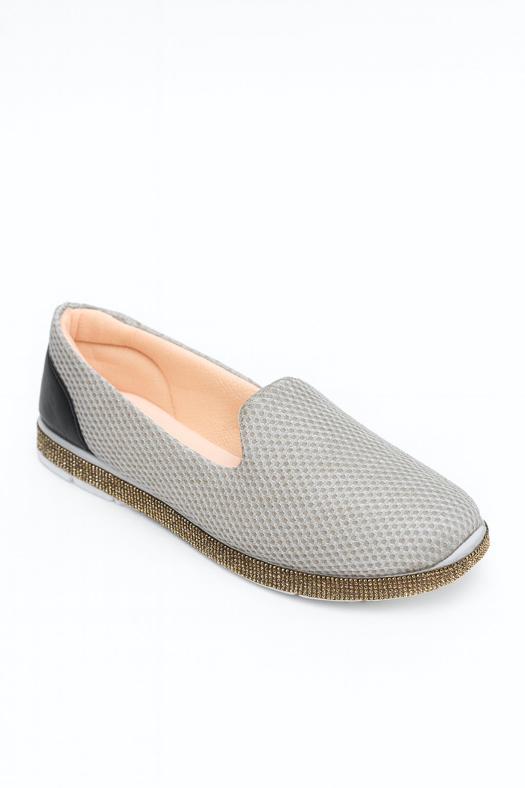 Fairy Kristal Taşlı Ayakkabı Gri x Gold - WOMAN SHOES