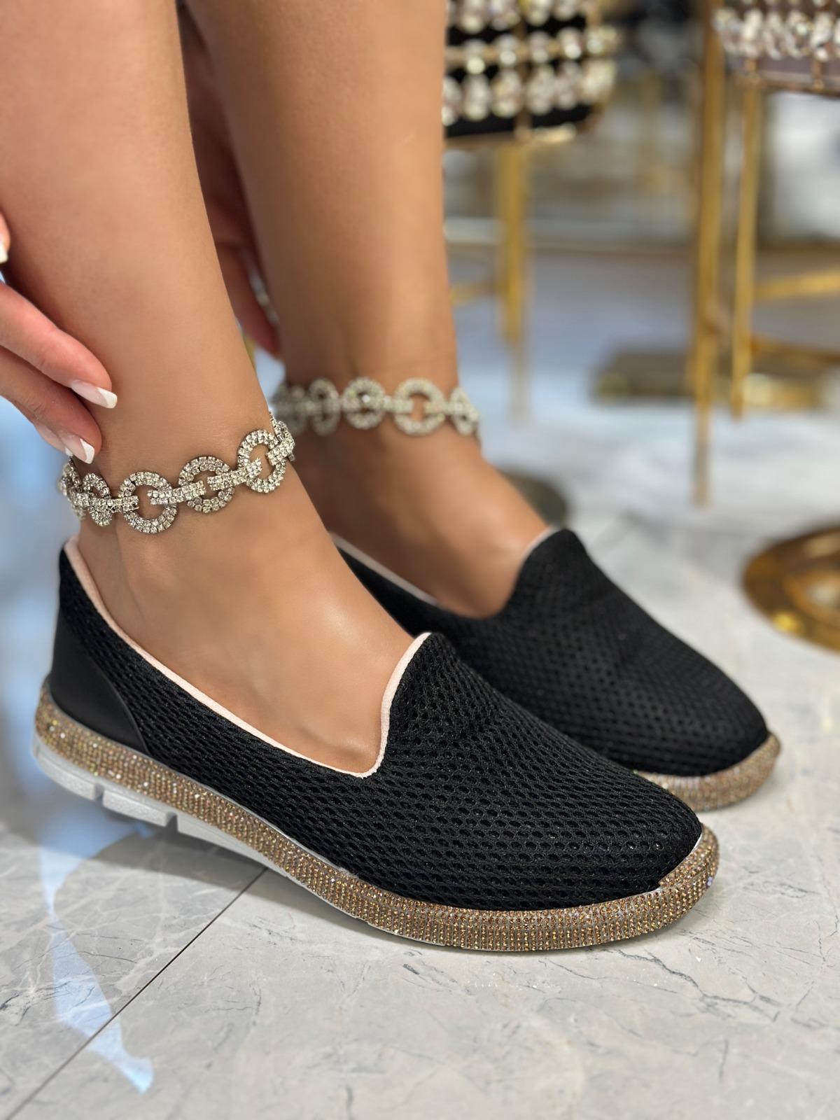 Fairy Kristal Taşlı Ayakkabı Siyah - WOMAN SHOES