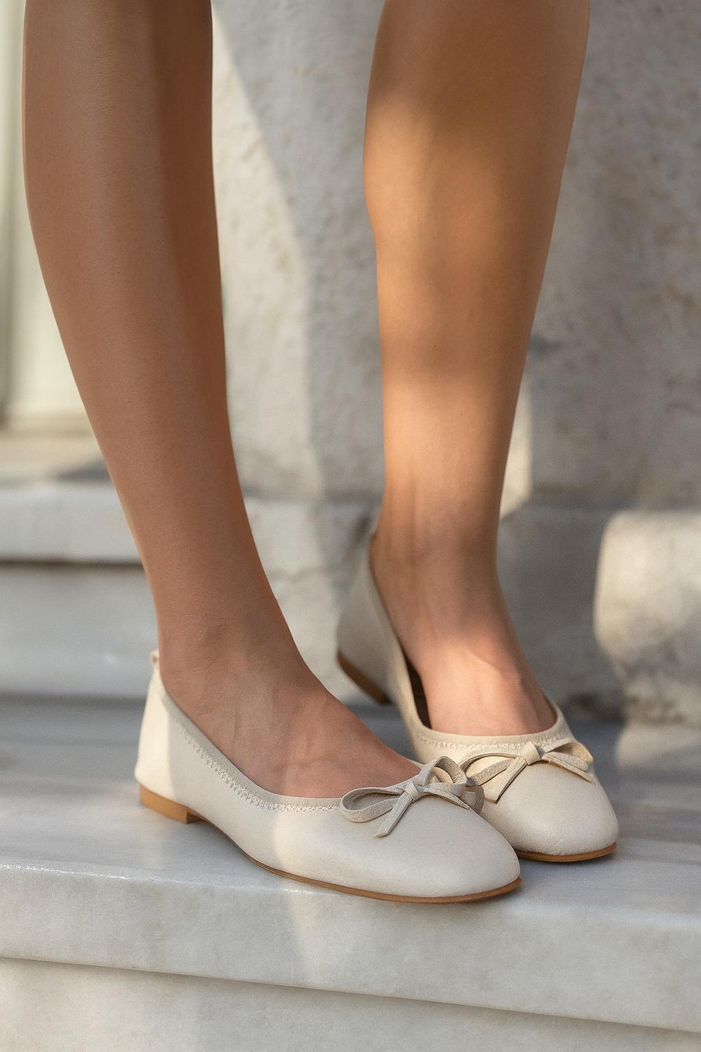 Fall Hakiki Deri Babet Bej - WOMAN SHOES