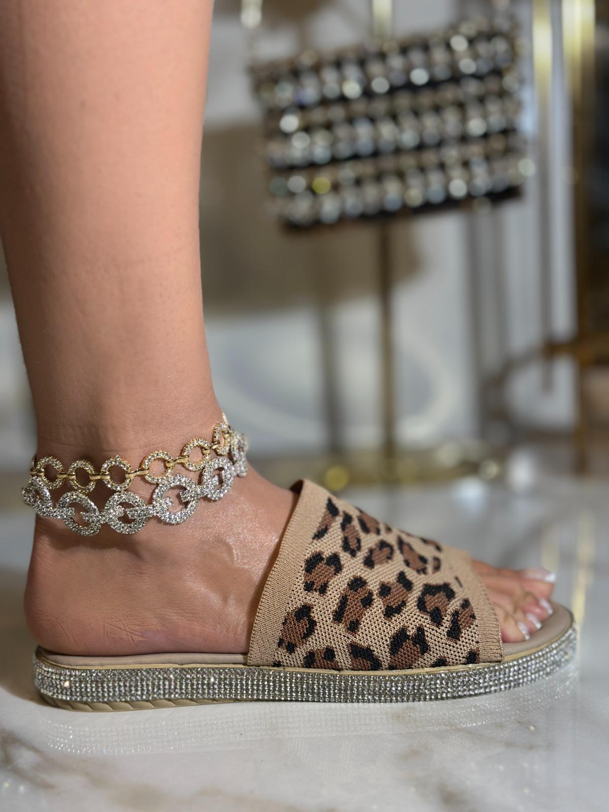 Fanili Extreme Kristal Taşlı Triko Terlik Bej - KADIN AYAKKABI