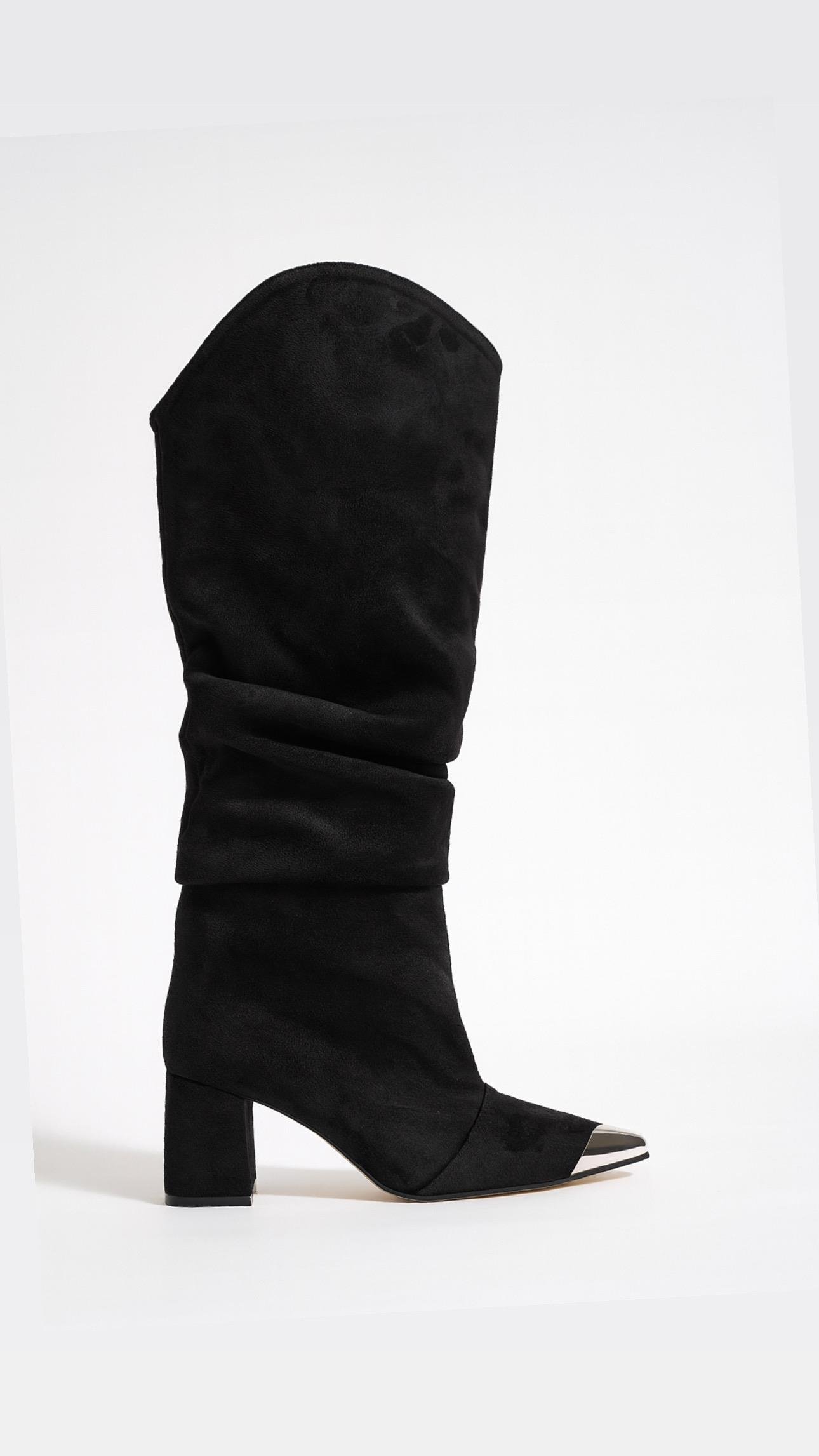 Farfet Süet Çizme Siyah - Cowboy Çizme