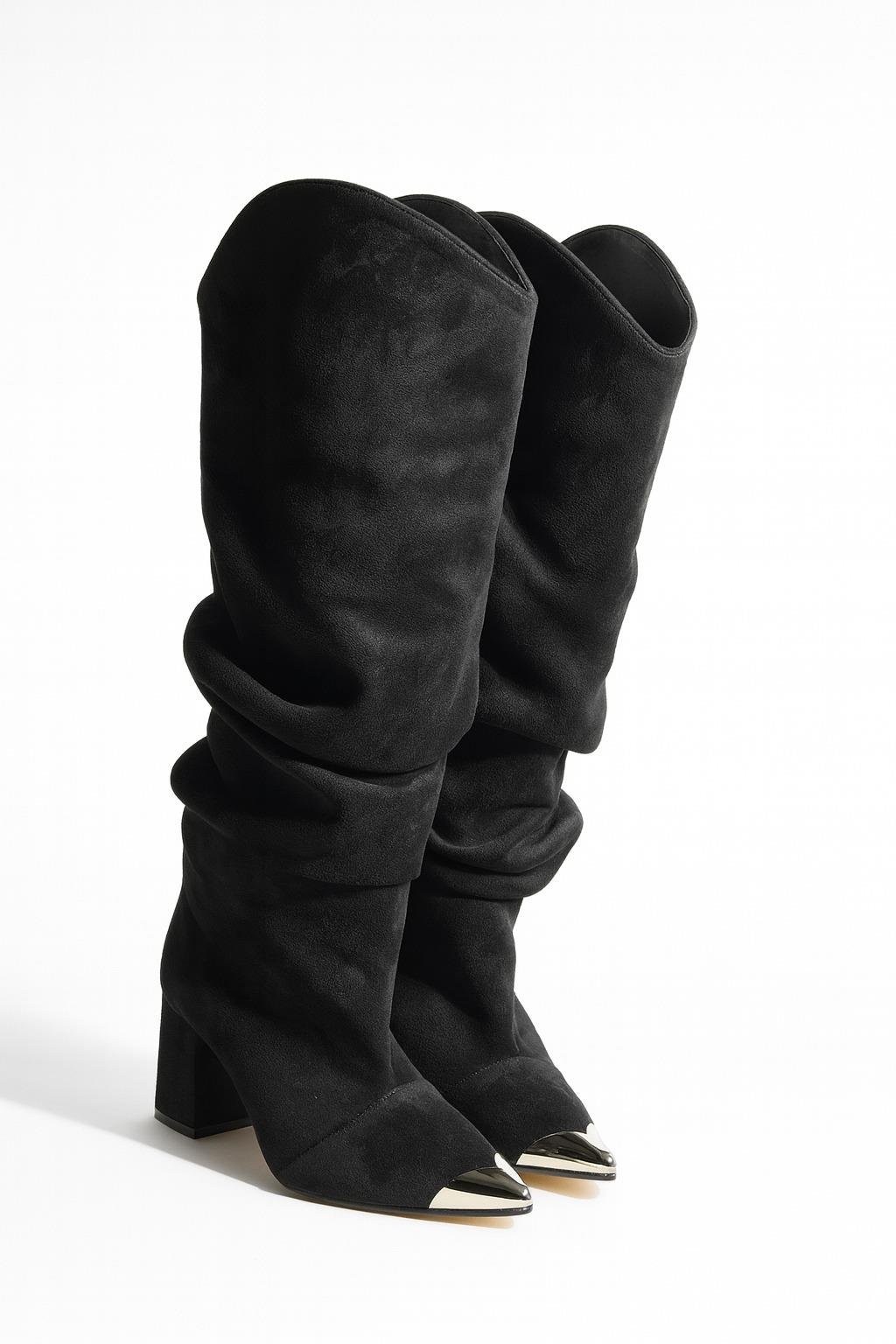 Farfet Süet Çizme Siyah - Cowboy Çizme