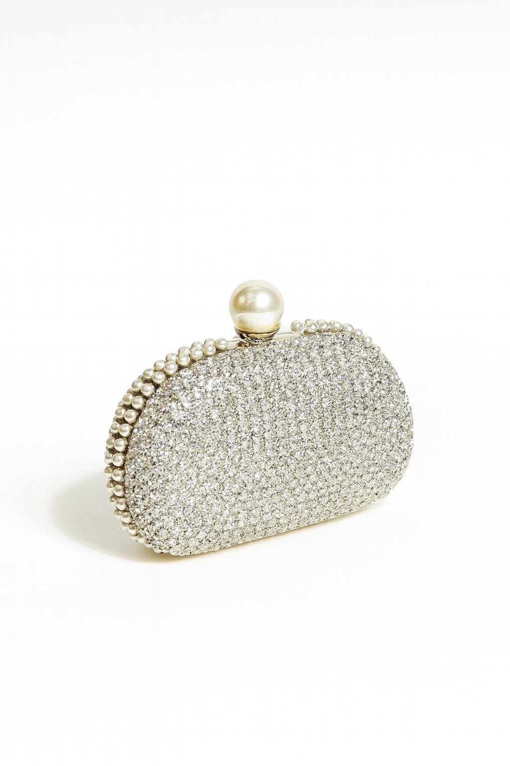 Ferhunde Kristal Çanta Gümüş - Taşlı Çanta