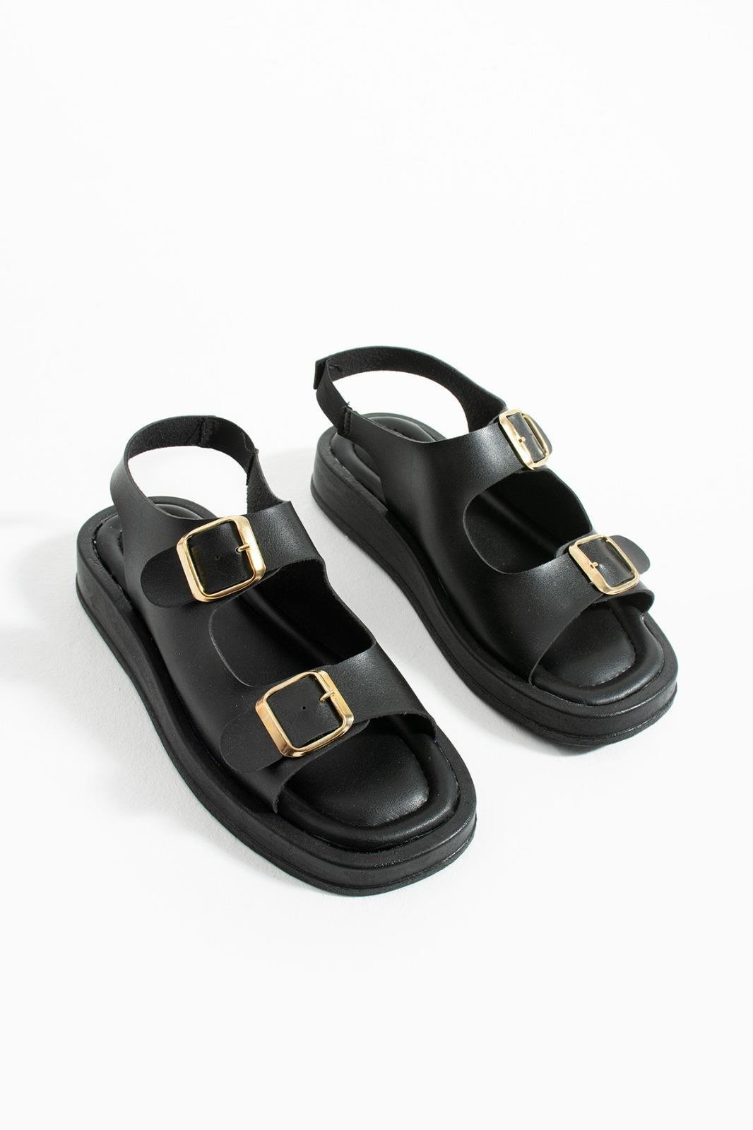 Feride Yumuşak Tabanlı Sandalet Siyah - KADIN AYAKKABI