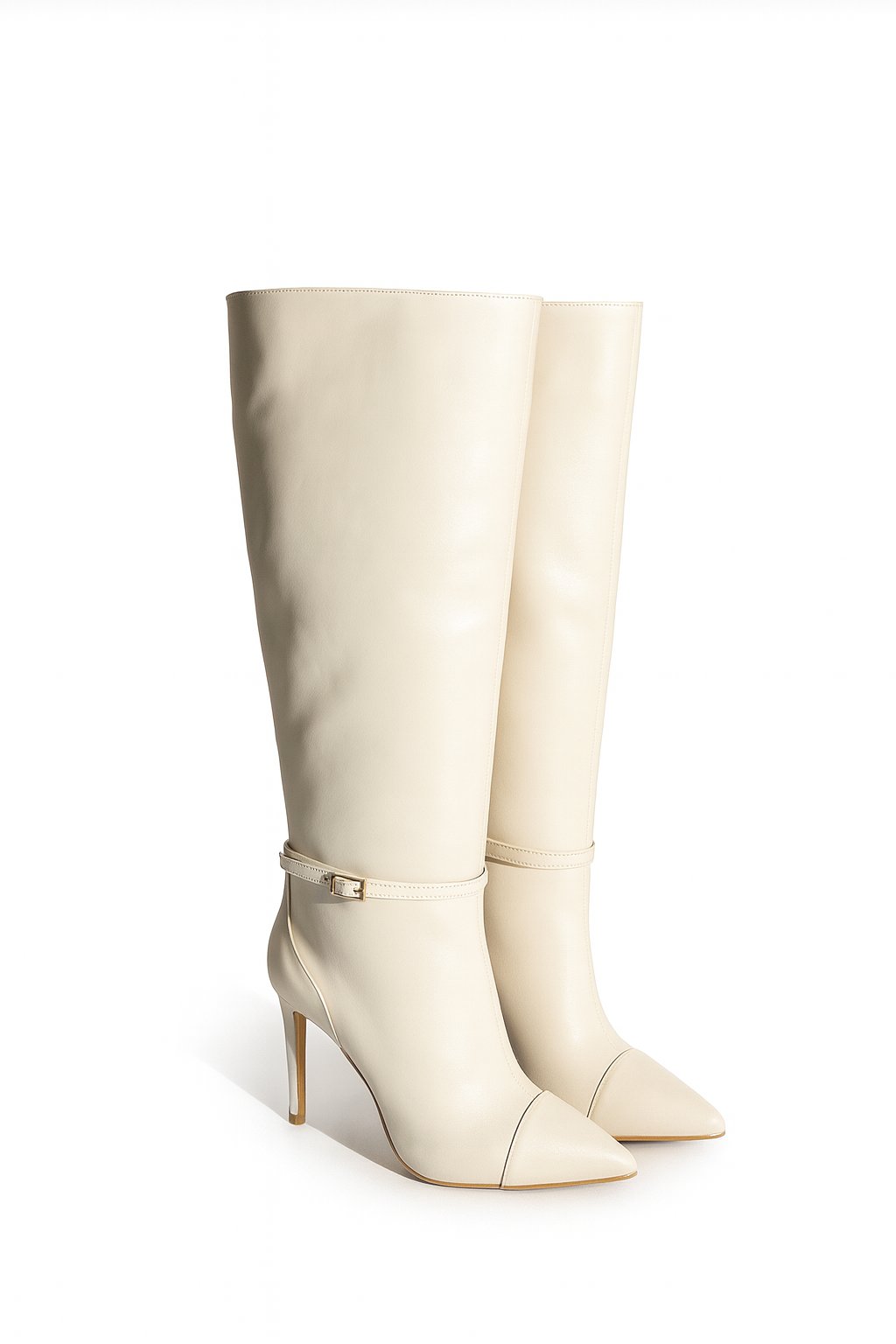 Fexi Çizme Krem - Topuklu Çizme