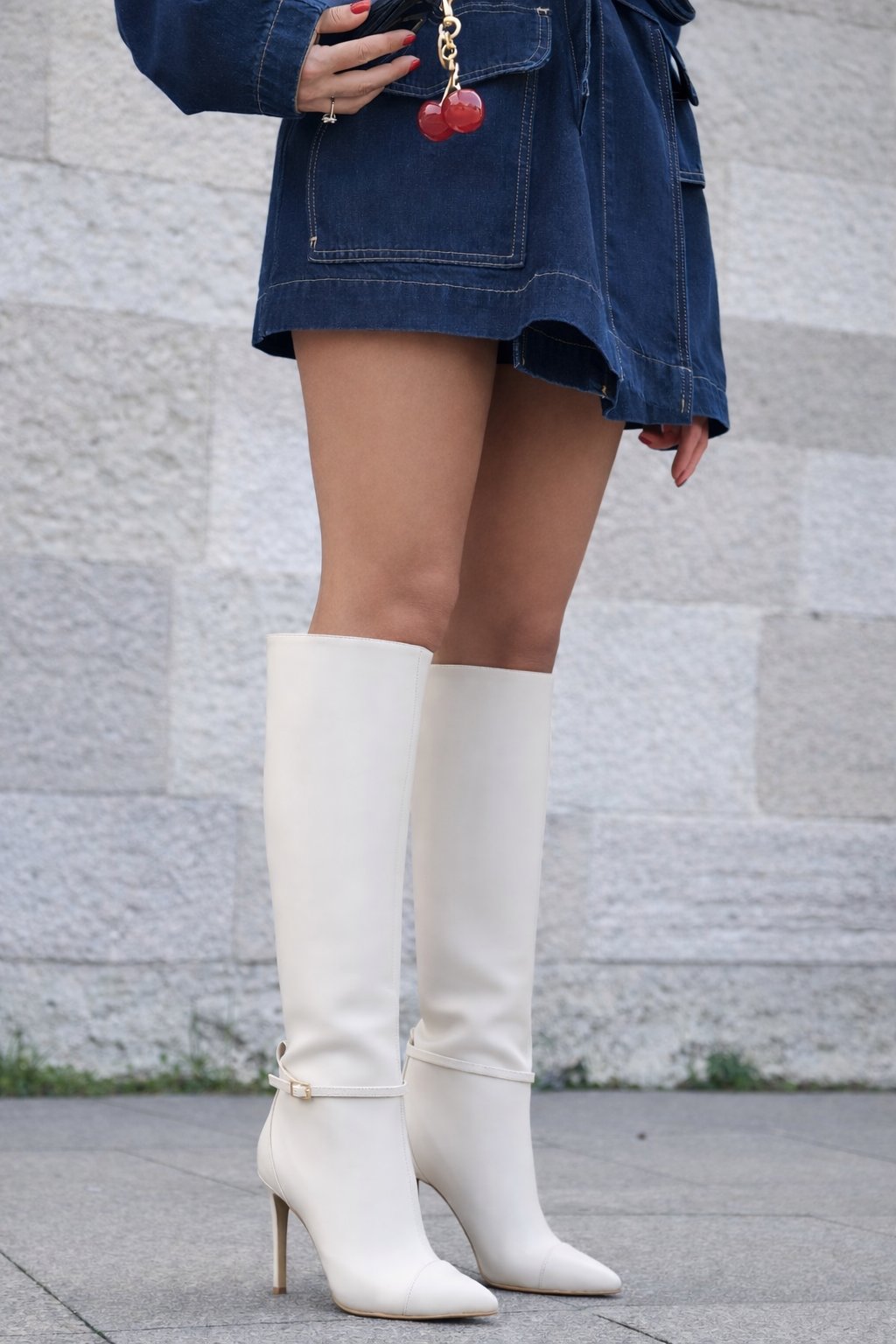 Fexi Çizme Krem - Topuklu Çizme