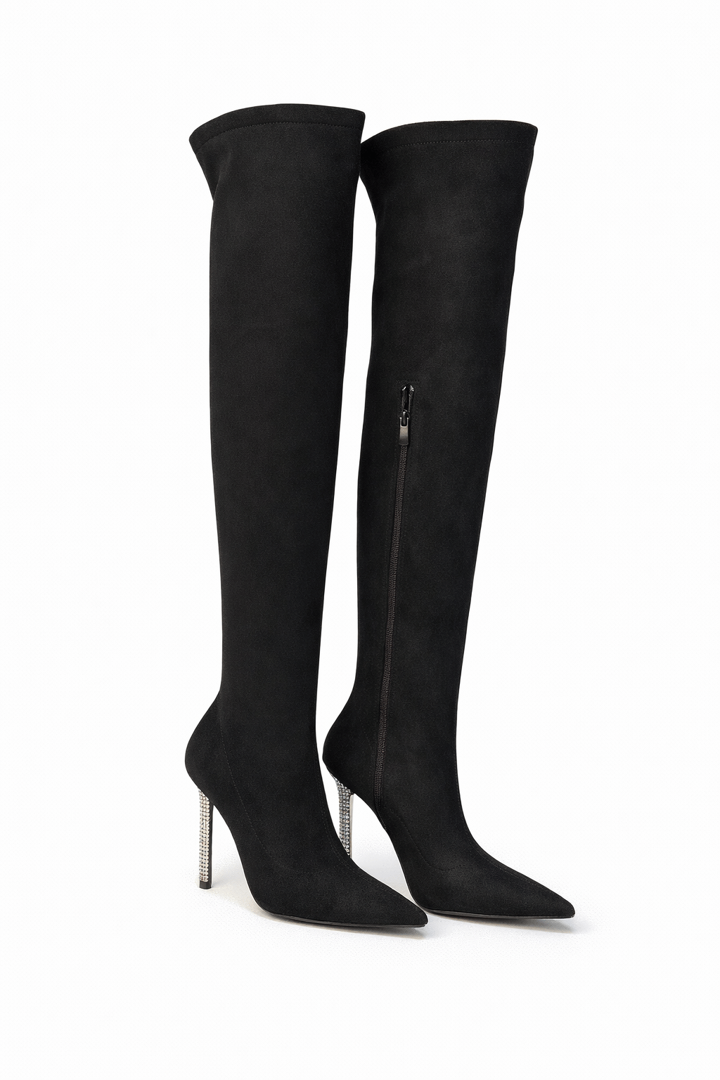 Fima İnce Topuklu Süet Çizme Siyah - 
