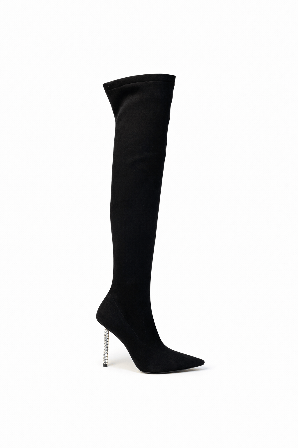 Fima İnce Topuklu Süet Çizme Siyah - 