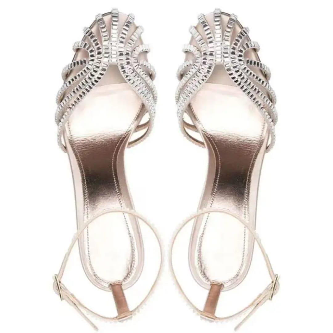 Fire Kristal Taşlı Topuklu Ayakkabı Gümüş - KADIN AYAKKABI