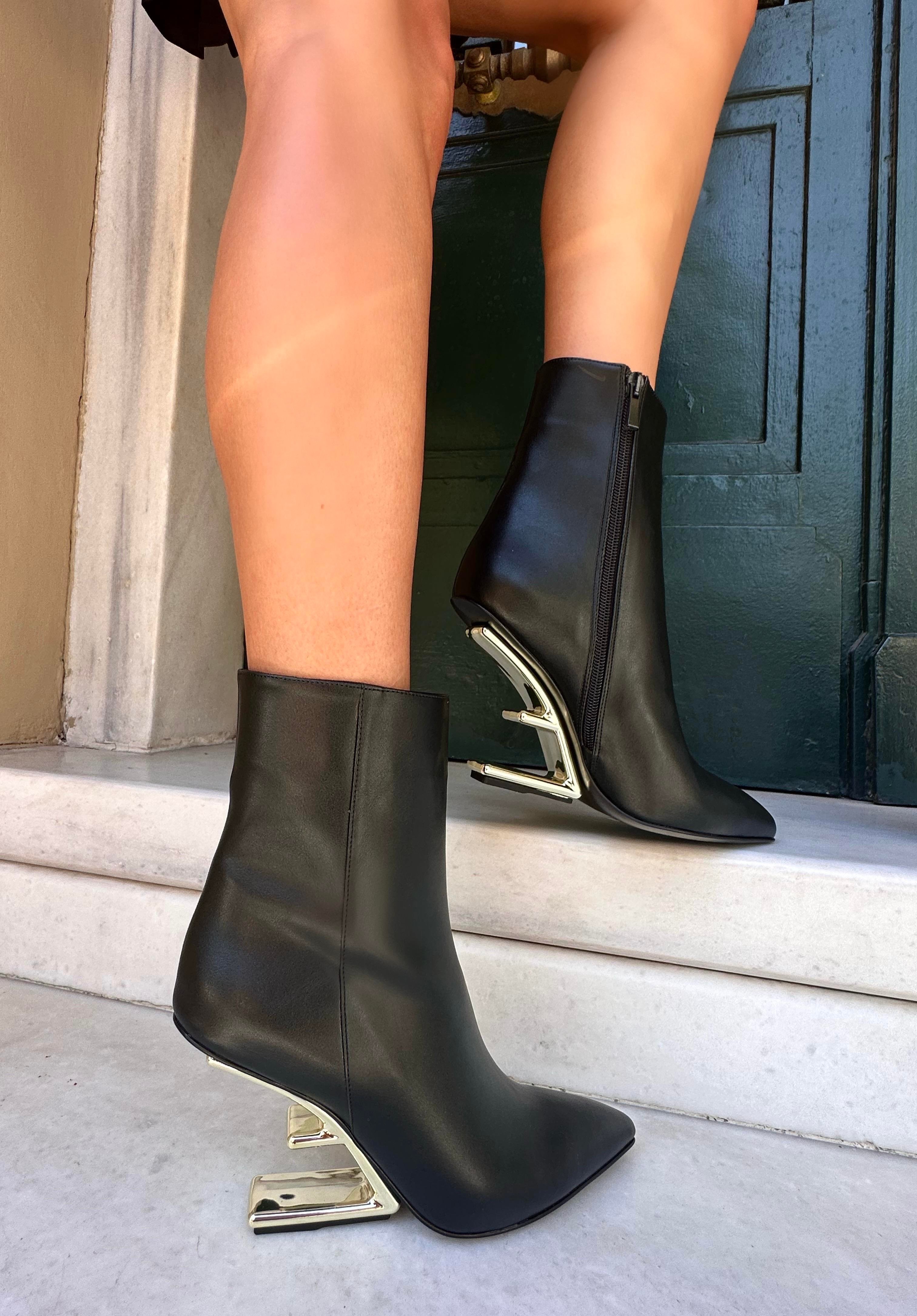 Freya Deri Bot Siyah - WOMAN SHOES