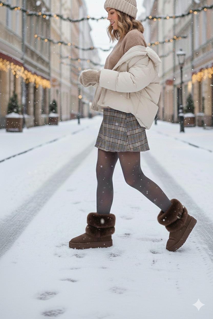 Furry Comfort Bot Kahverengi - Düz Bot