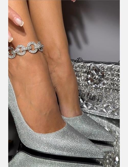 Glitter Stiletto Gümüş - WOMAN SHOES