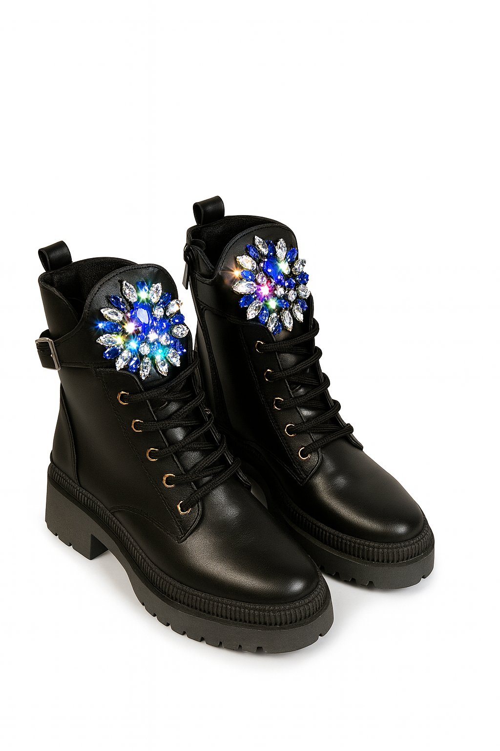 Haşmet Kristal Taşlı Özel Tasarım Bot Siyah - 