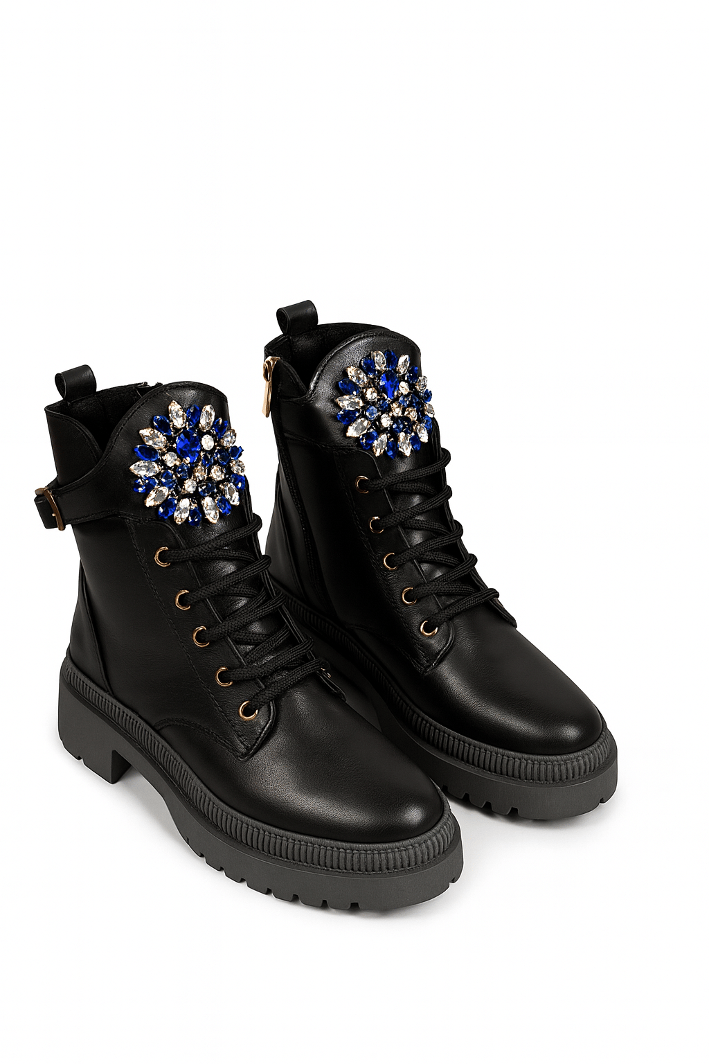 Haşmet Kristal Taşlı Özel Tasarım Bot Siyah - 