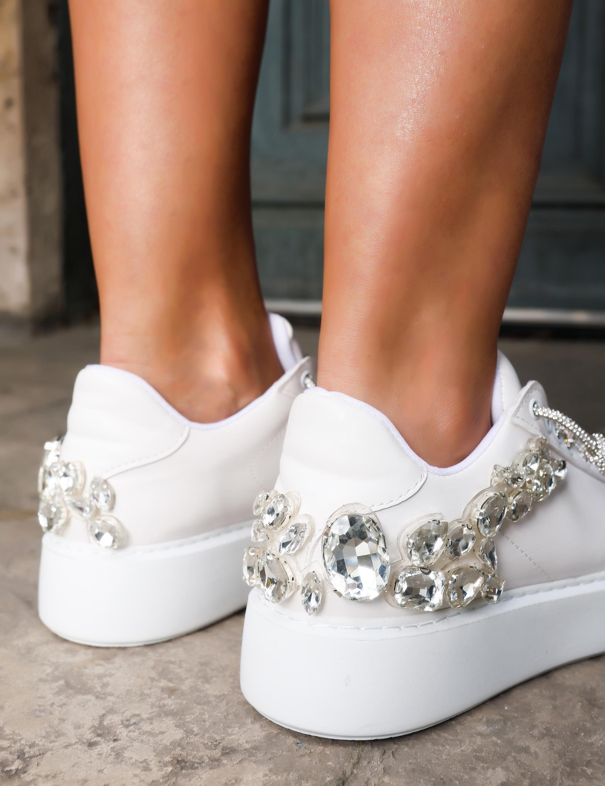 Henna Kristal Taşlı Sneaker Beyaz - WOMAN SHOES