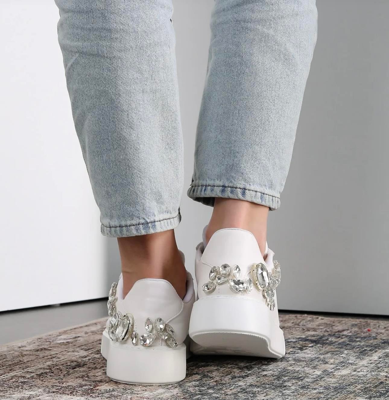 Henna Kristal Taşlı Sneaker Beyaz - Spor Ayakkabı