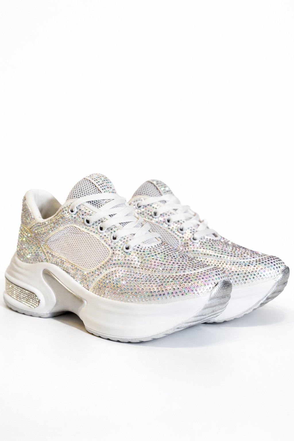 Hologlam Taşlı Spor Ayakkabı Beyaz - 