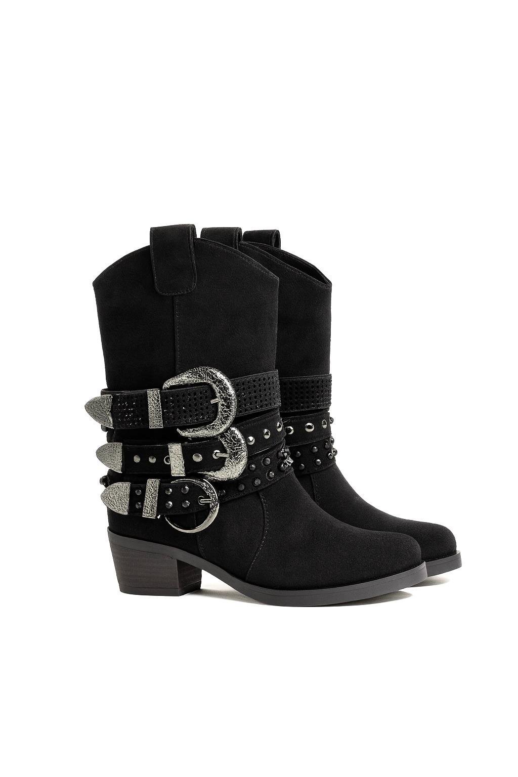 Huma Hakiki Süet Deri Bot Siyah - KADIN AYAKKABI