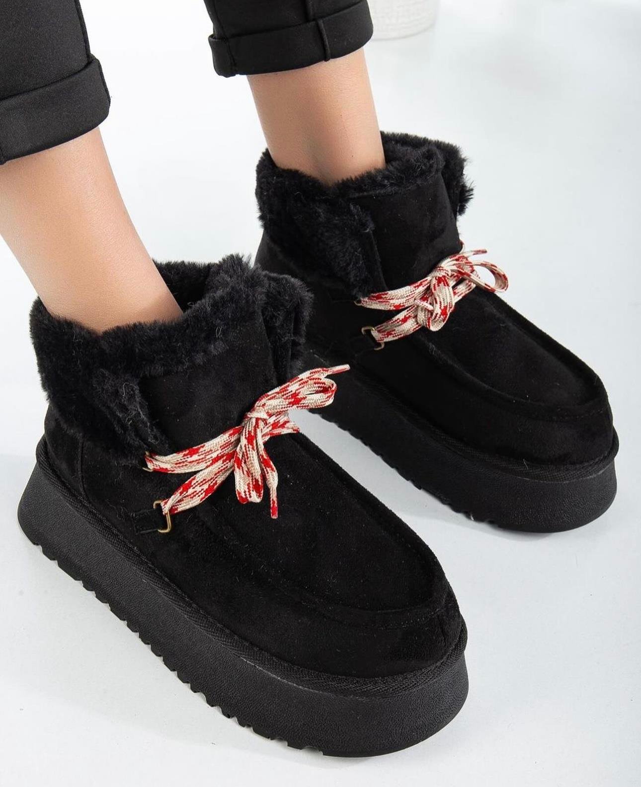 Jacob Kürklü Bot Siyah - LONG BOOTS