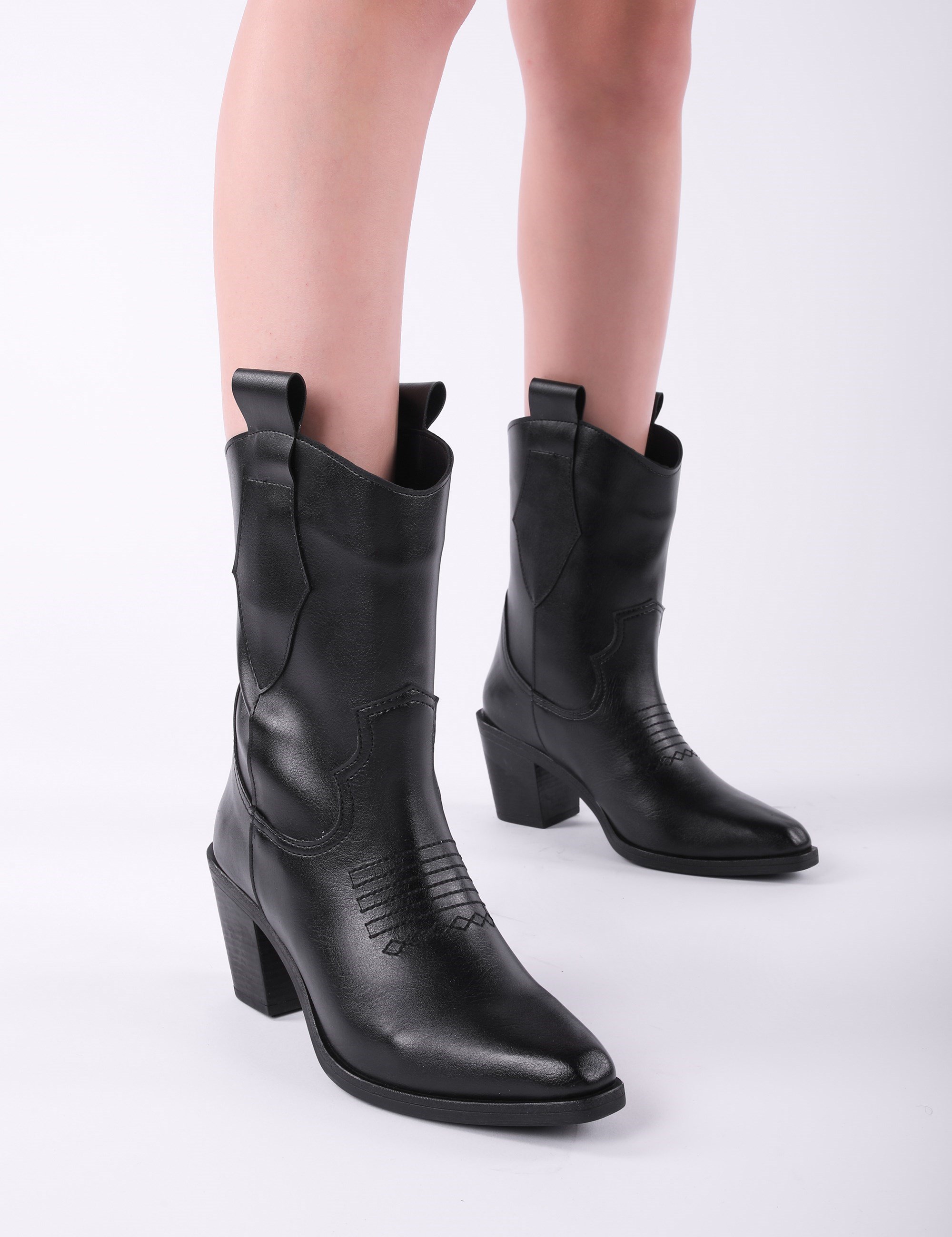 Jamie Cowboy Boots Black - Topuklu Bot