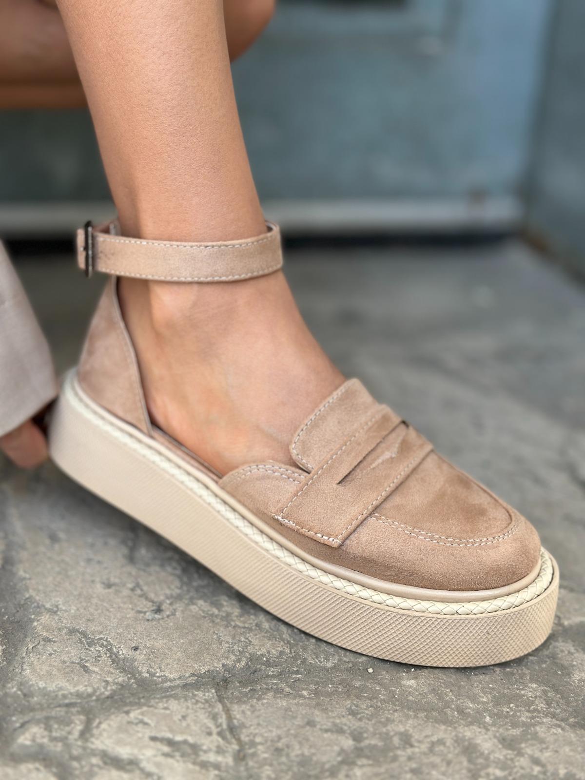 Jaz Özel Tasarım Süet Loafer Bej - WOMAN SHOES