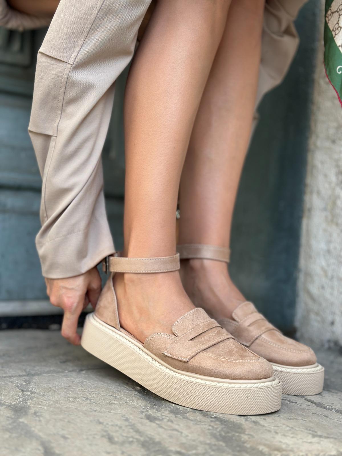 Jaz Özel Tasarım Süet Loafer Bej - WOMAN SHOES