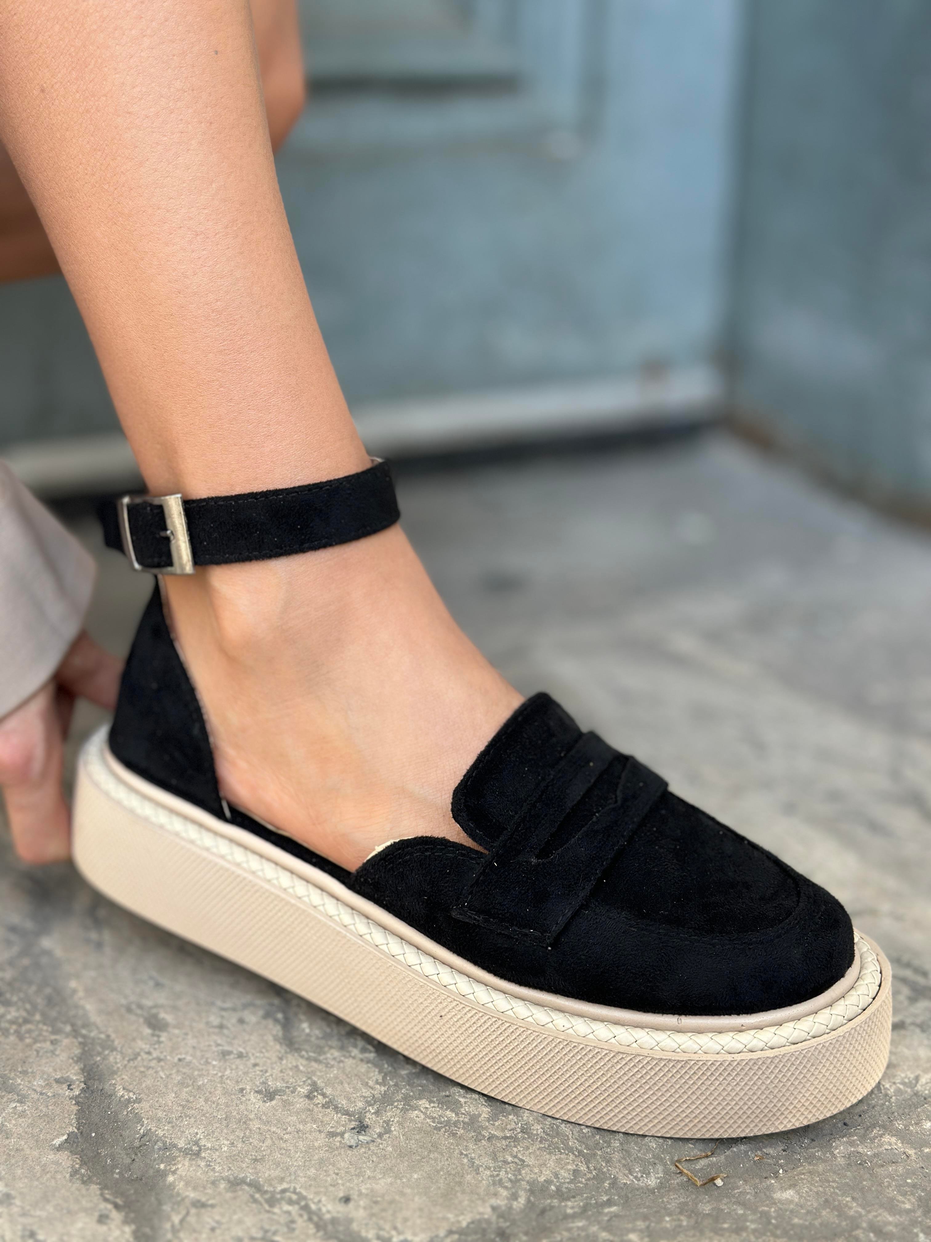 Jaz Özel Tasarım Süet Loafer Siyah - WOMAN SHOES