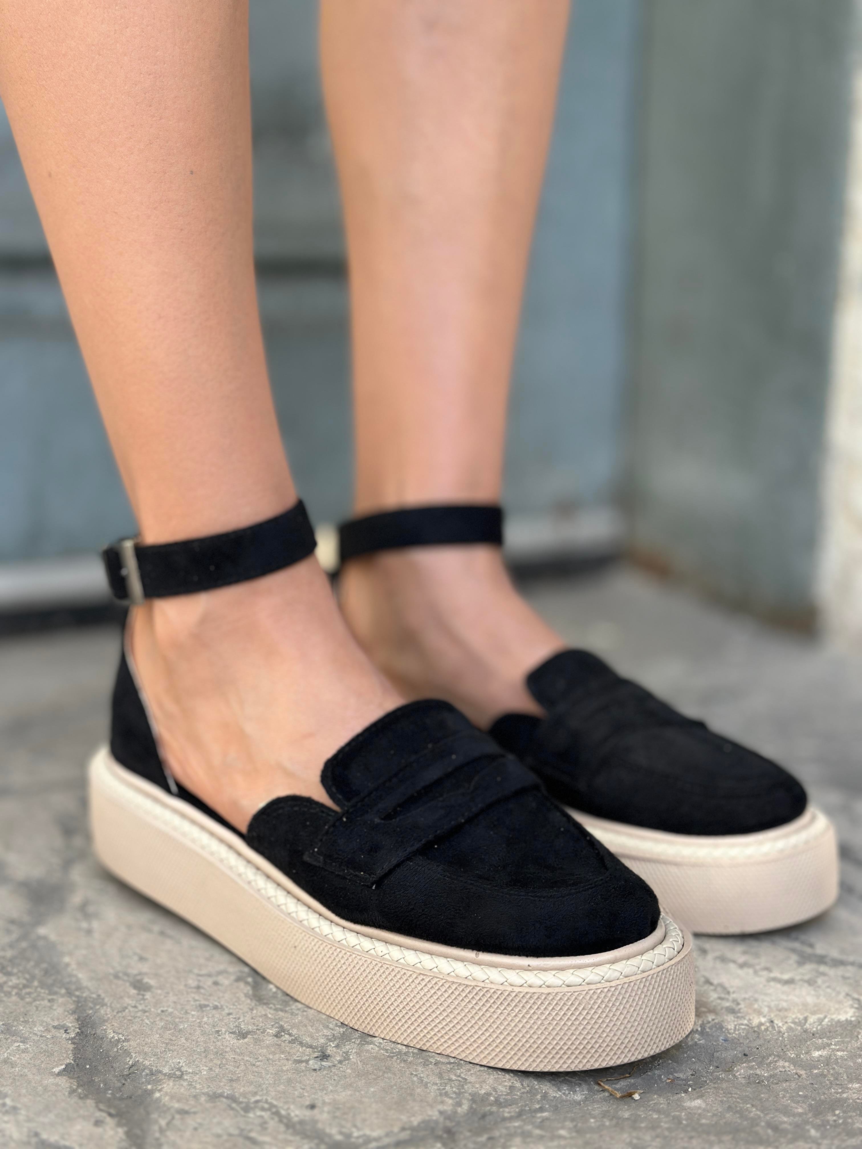 Jaz Özel Tasarım Süet Loafer Siyah - WOMAN SHOES