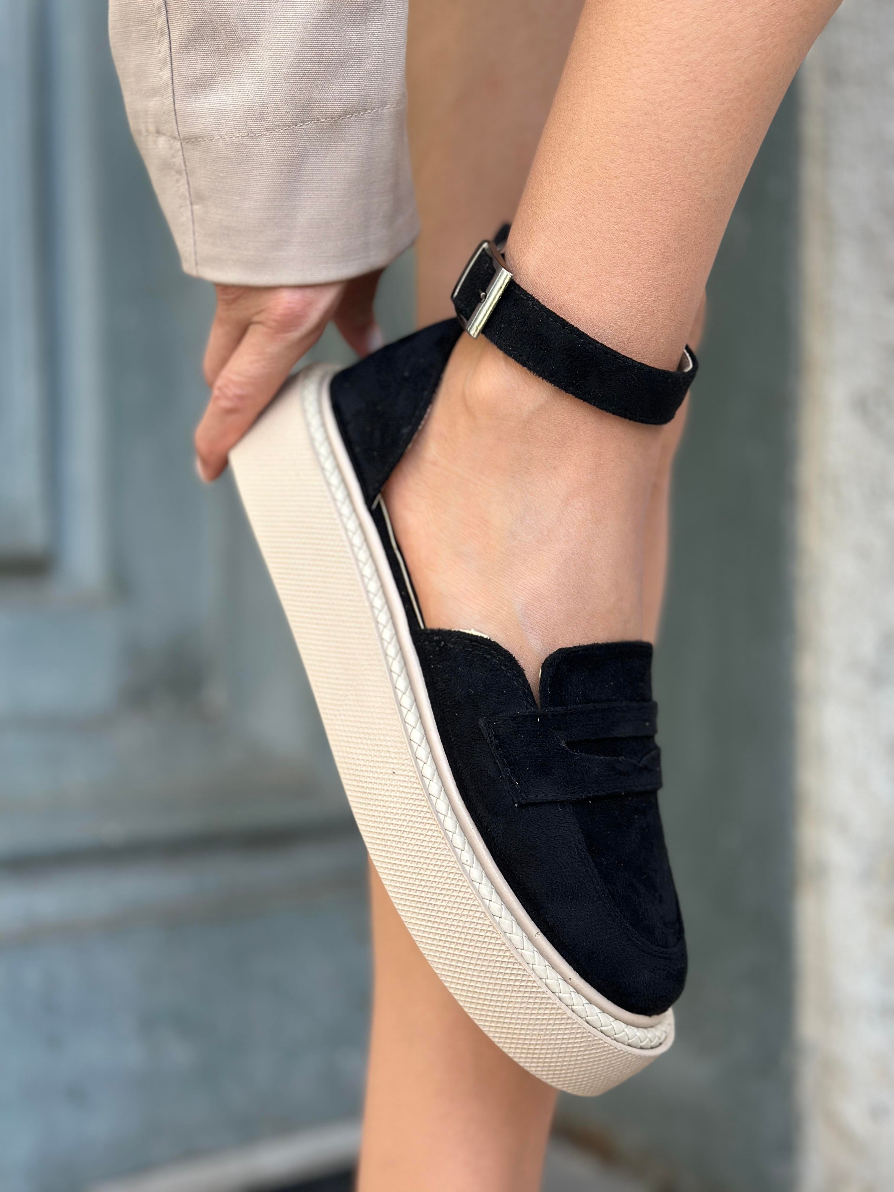 Jaz Özel Tasarım Süet Loafer Siyah - WOMAN SHOES