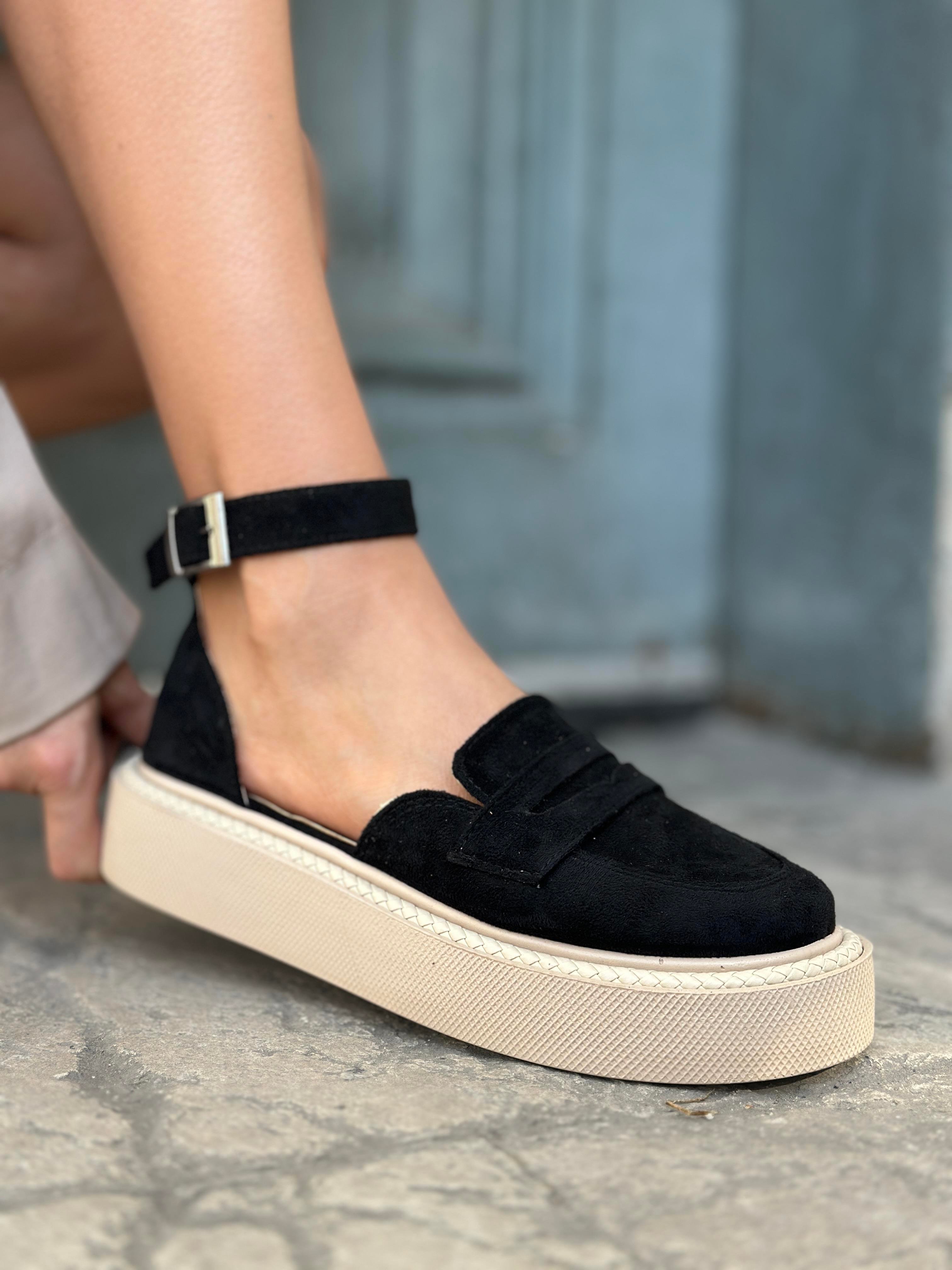 Jaz Özel Tasarım Süet Loafer Siyah - WOMAN SHOES