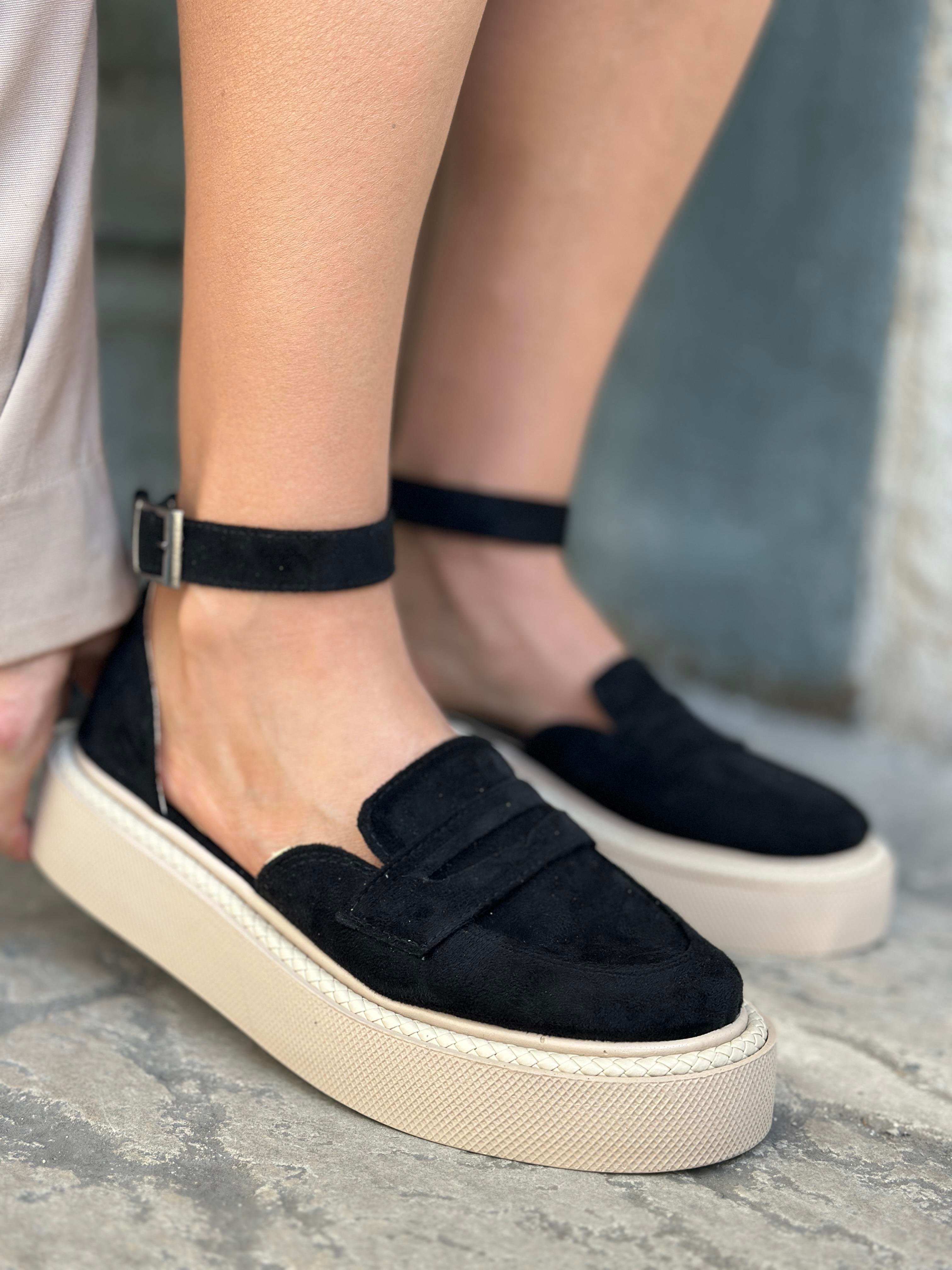 Jaz Özel Tasarım Süet Loafer Siyah - WOMAN SHOES