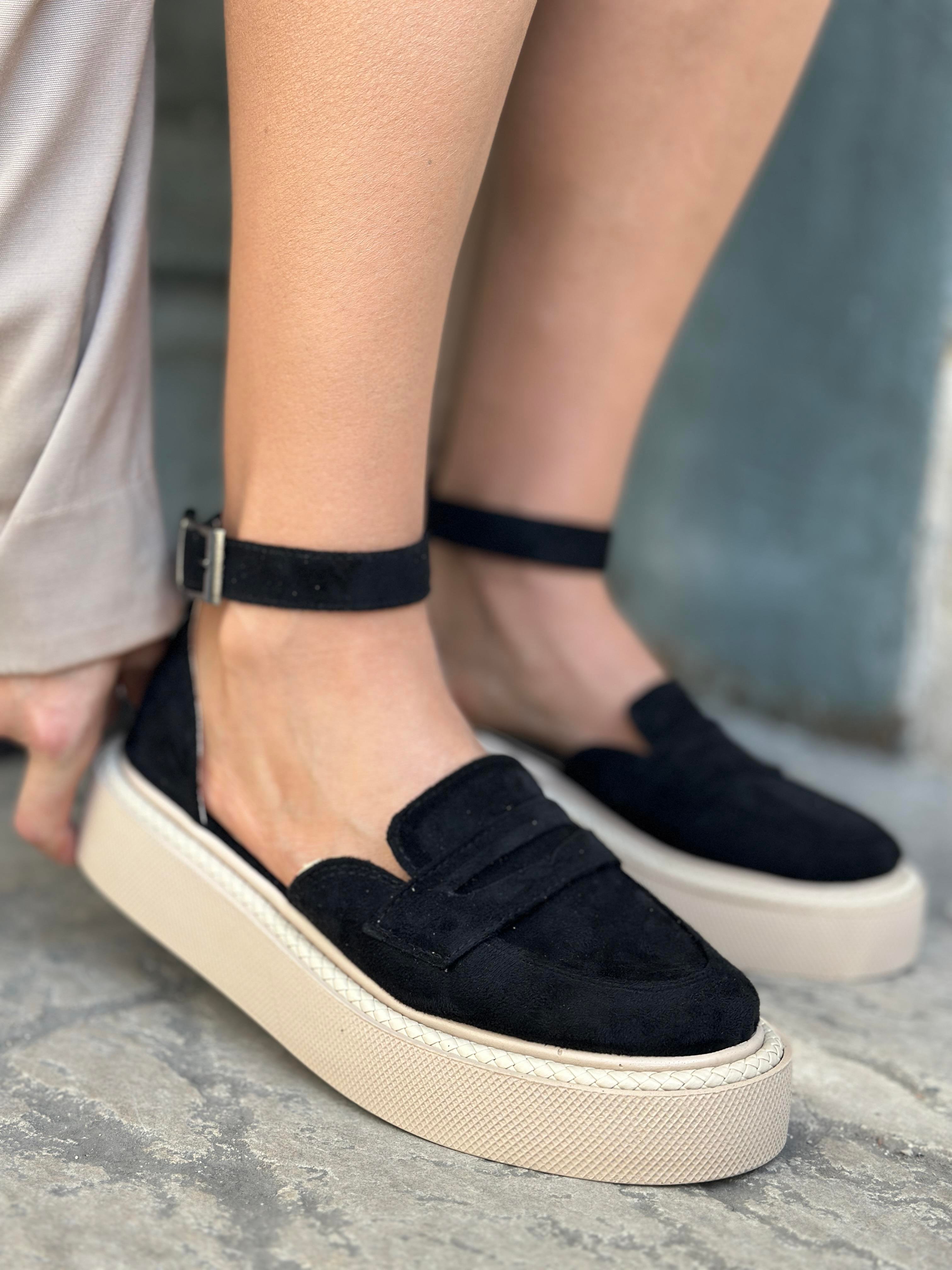 Jaz Özel Tasarım Süet Loafer Siyah - WOMAN SHOES