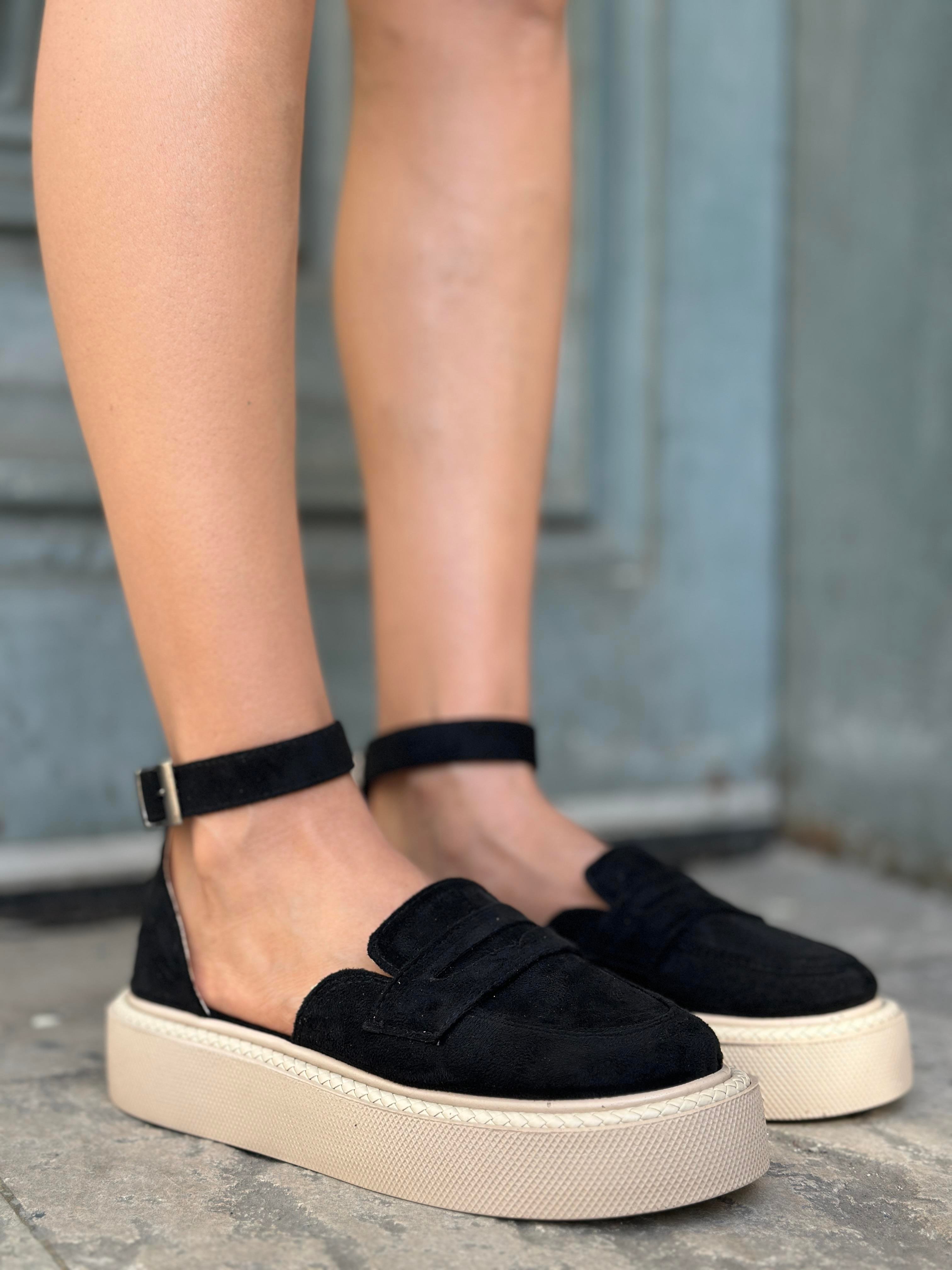 Jaz Özel Tasarım Süet Loafer Siyah - WOMAN SHOES