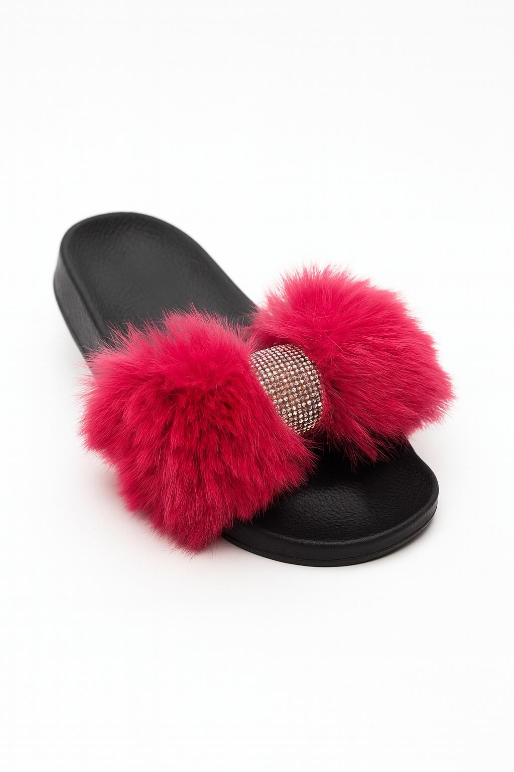 Jessica Tüylü Terlik Fuşya - WOMAN SHOES