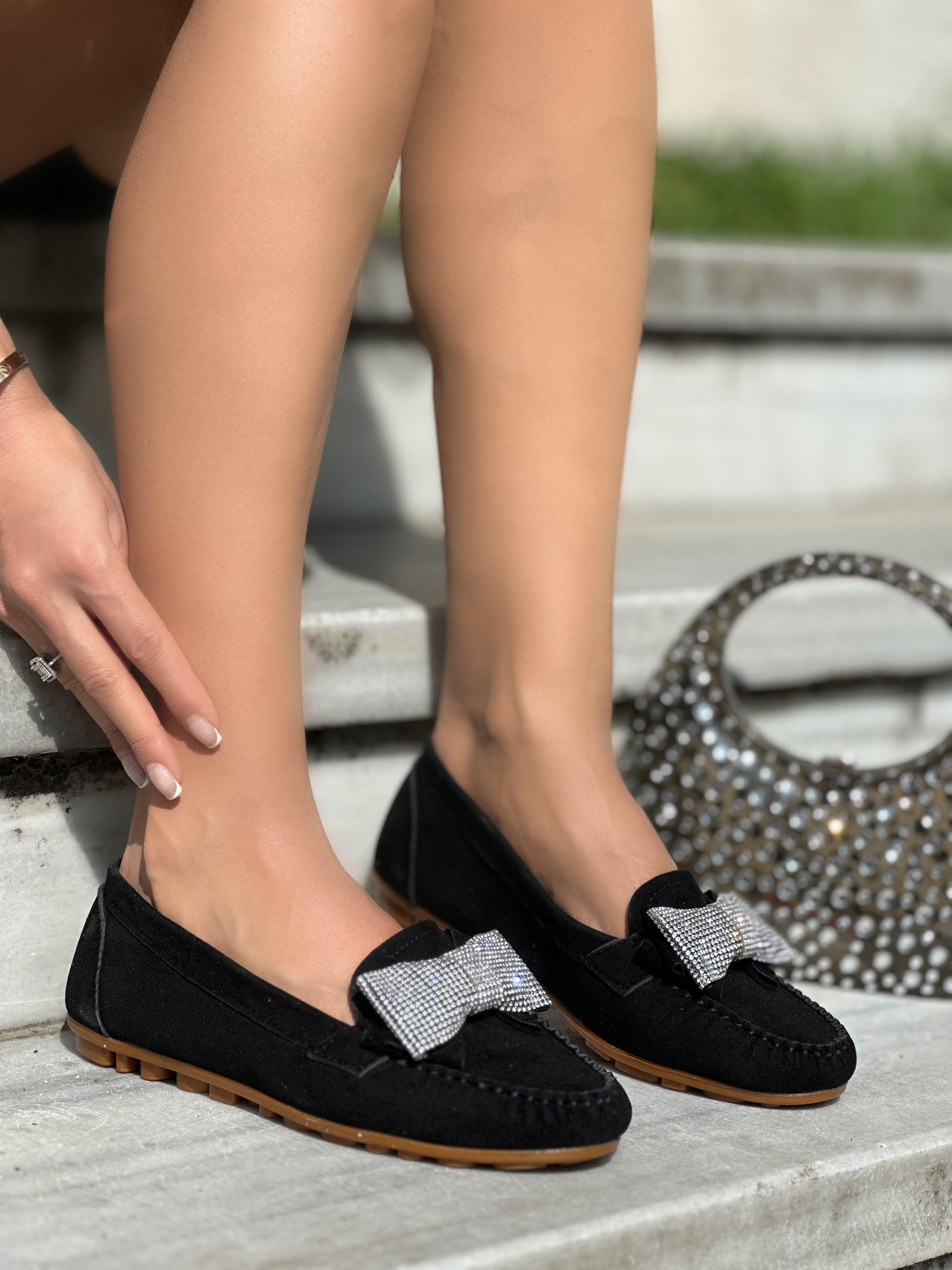 Jixe Süet Babet Siyah - KADIN AYAKKABI