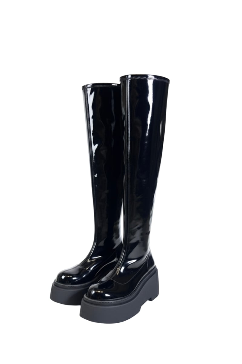 Josmo Rugan Yüksek Tabanlı Çizme Siyah - Düz Çizme