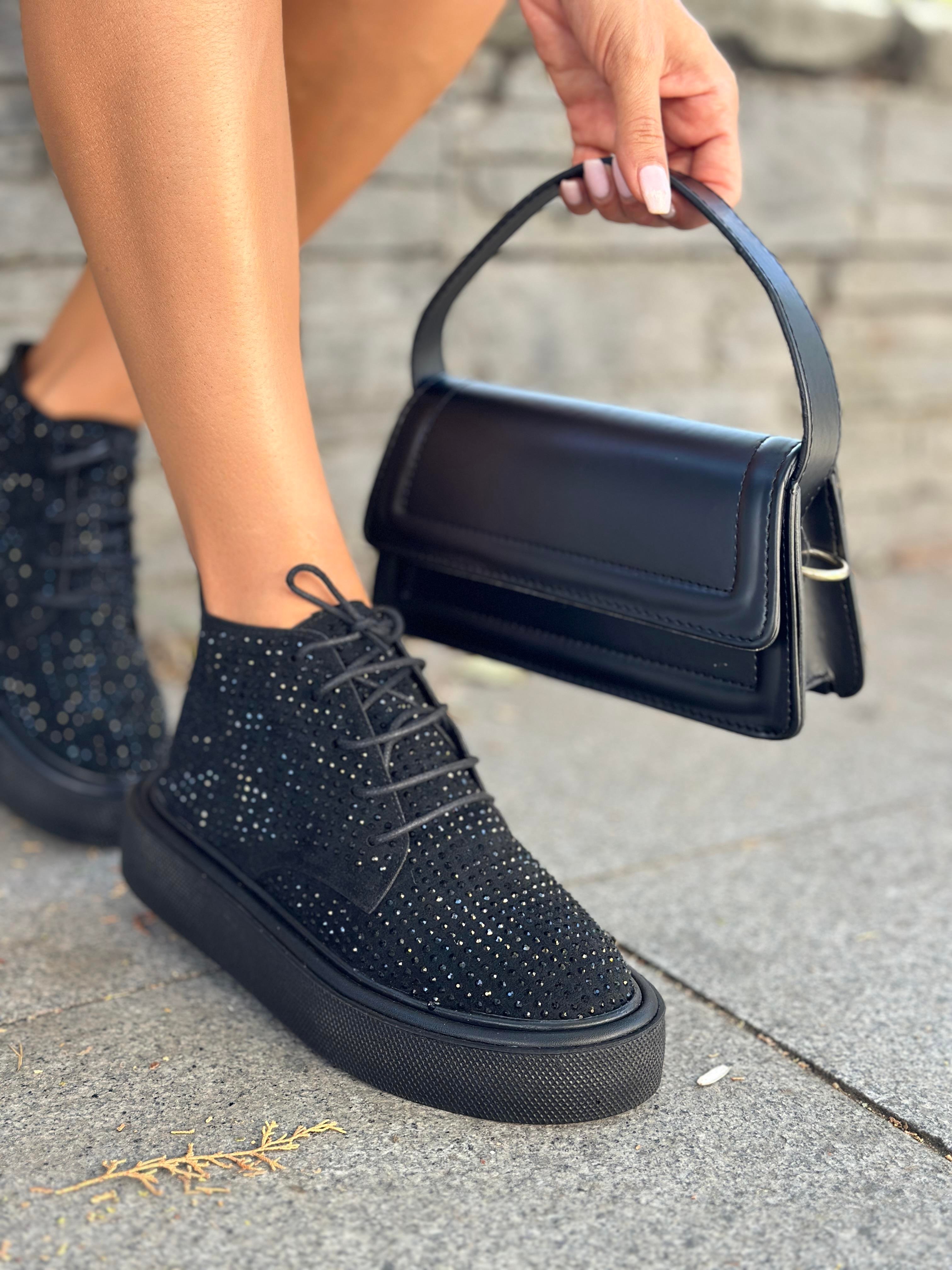 Kalde Taşlı Bot Siyah - BOT