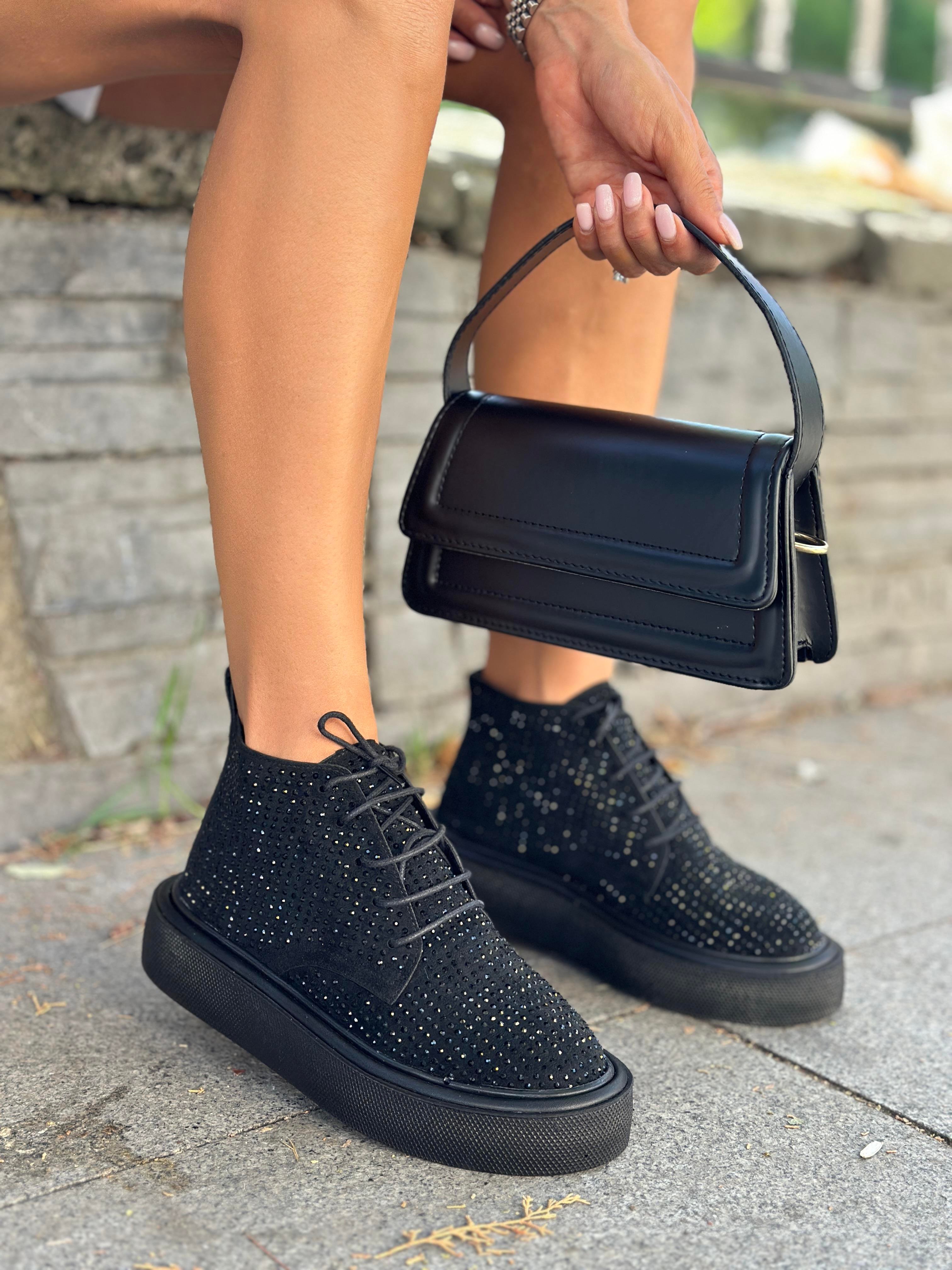 Kalde Taşlı Bot Siyah - BOT