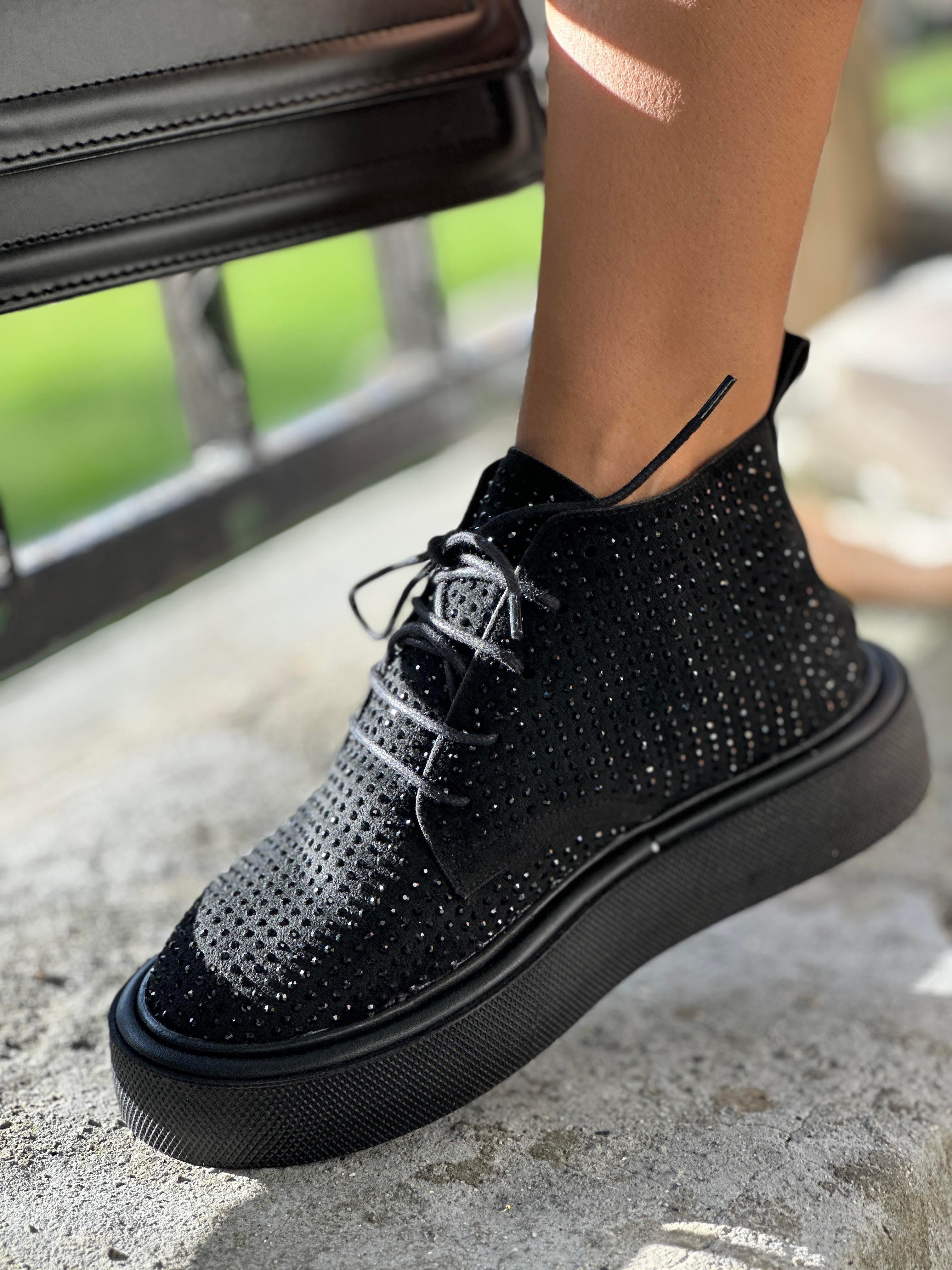 Kalde Taşlı Bot Siyah - BOT