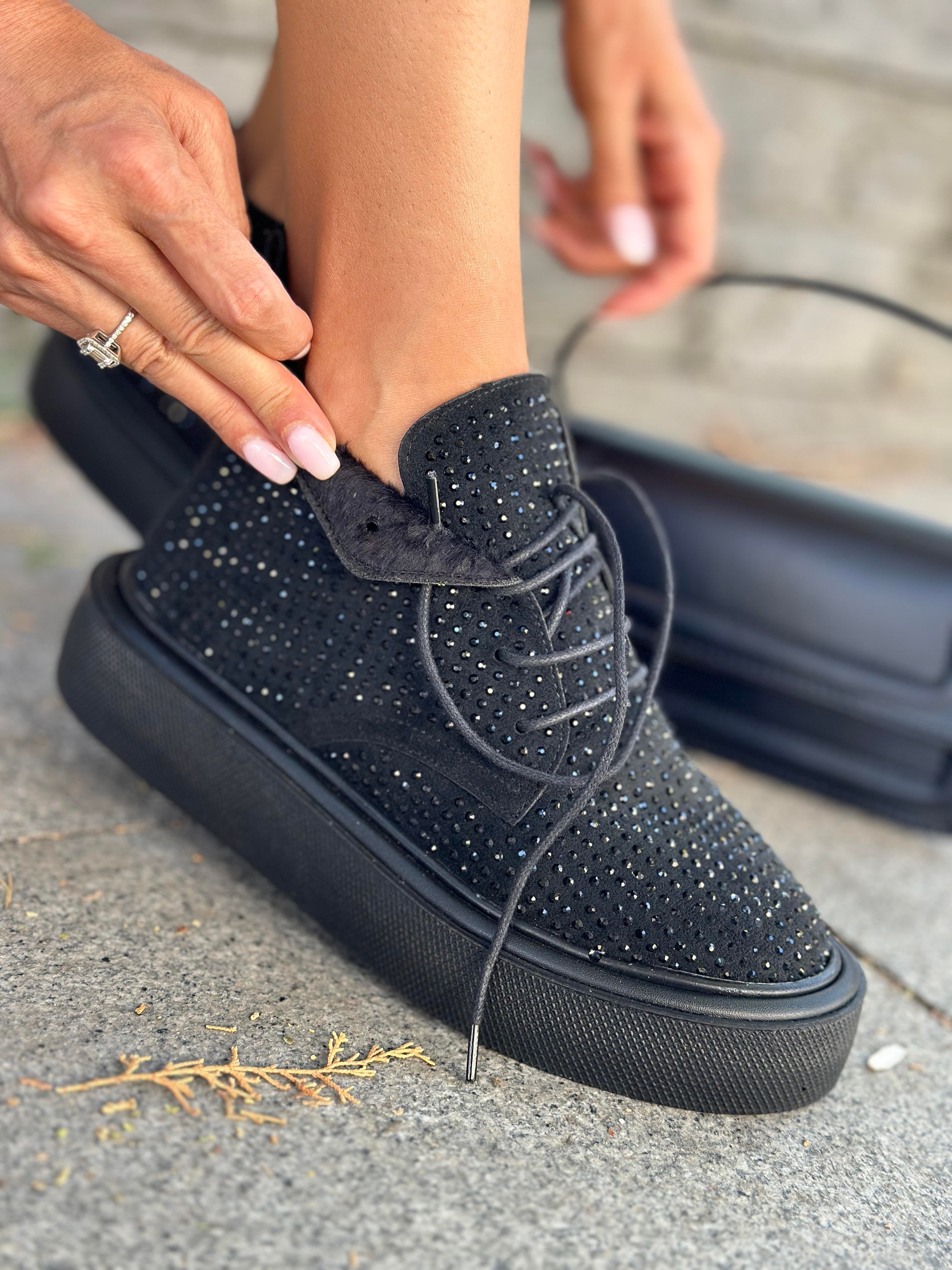 Kalde Taşlı Bot Siyah - BOT