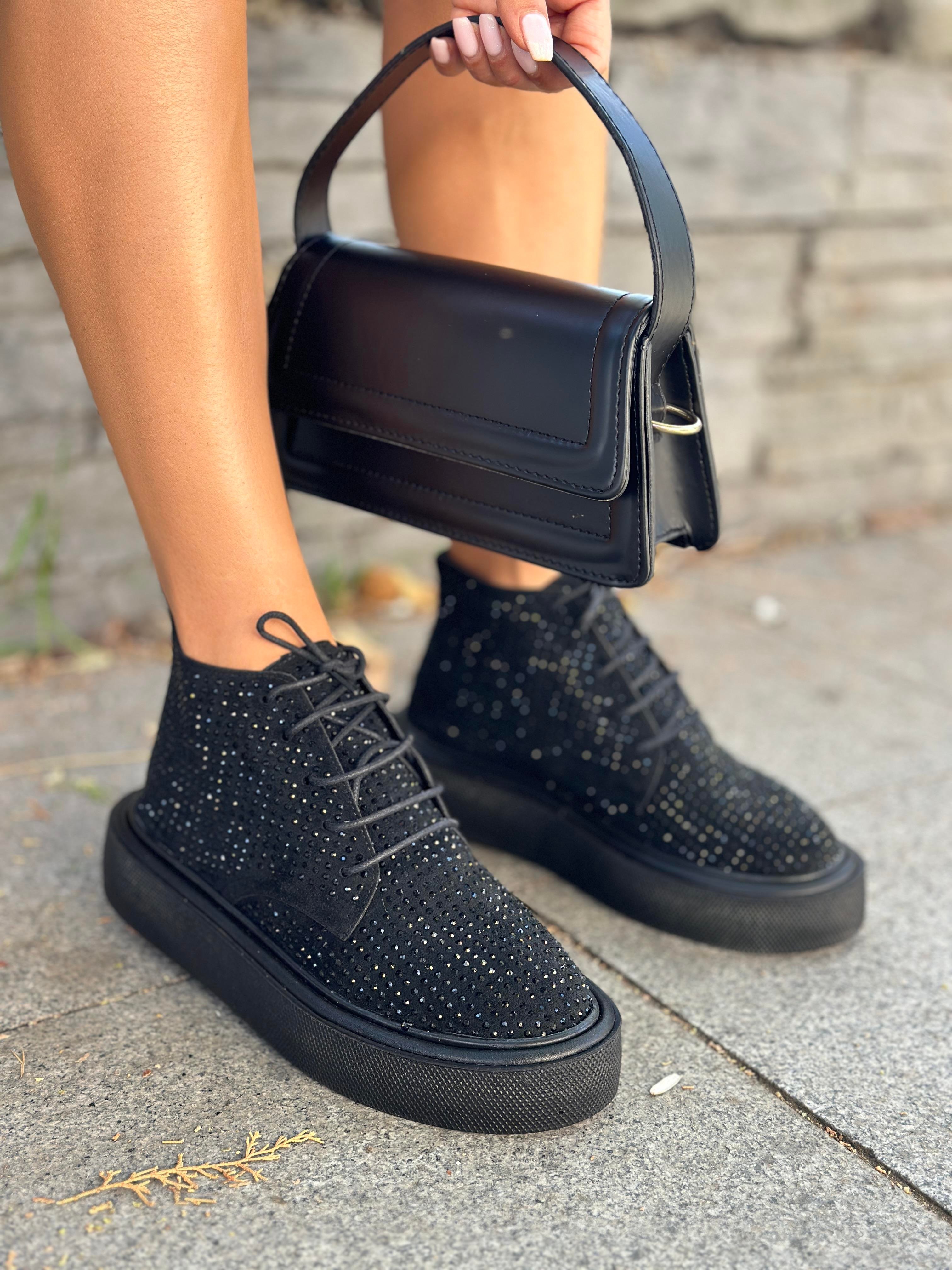 Kalde Taşlı Bot Siyah - BOT