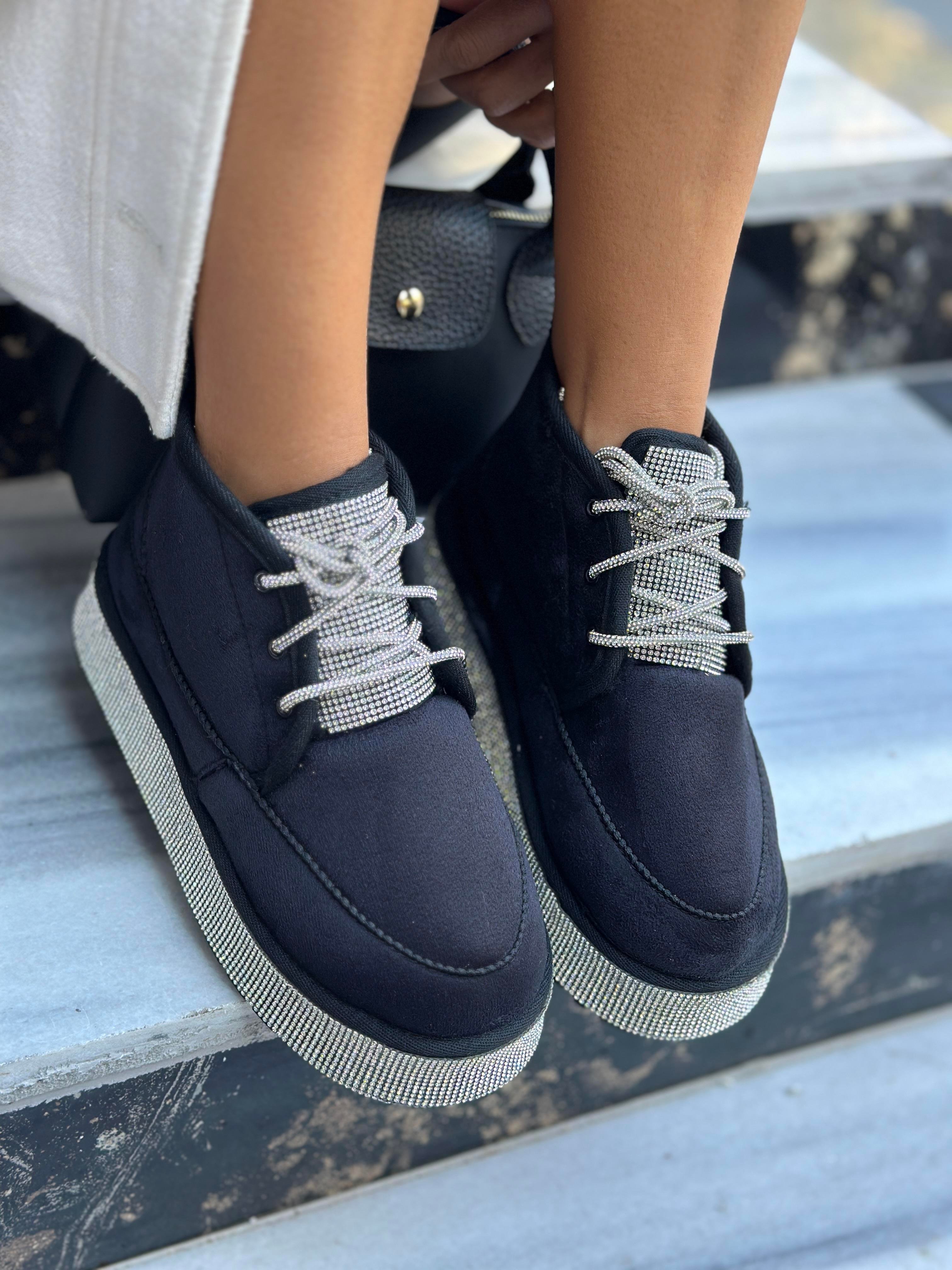 Kamba Kristal Taşlı Bot Siyah - ANKLE BOOTS