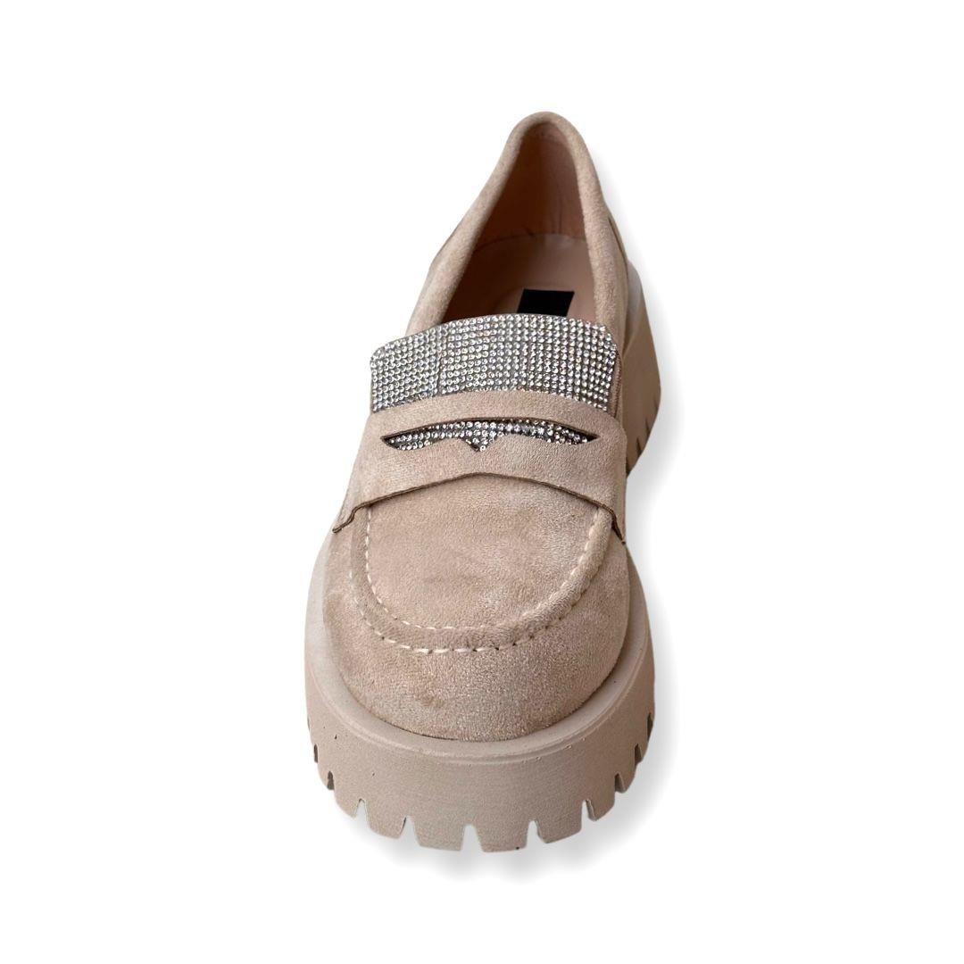 Keira Taşlı Loafer Bej - KADIN AYAKKABI