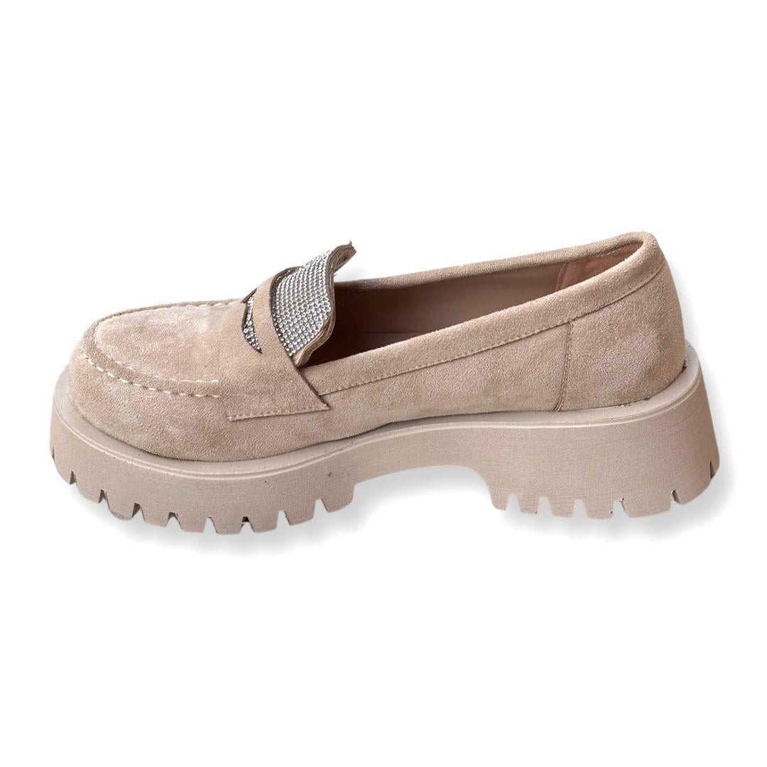 Keira Taşlı Loafer Bej - KADIN AYAKKABI