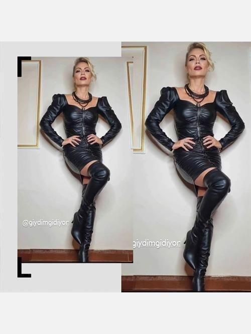 Kelly Dizüstü Deri Çizme Siyah Seray Sever - Topuklu Çizme